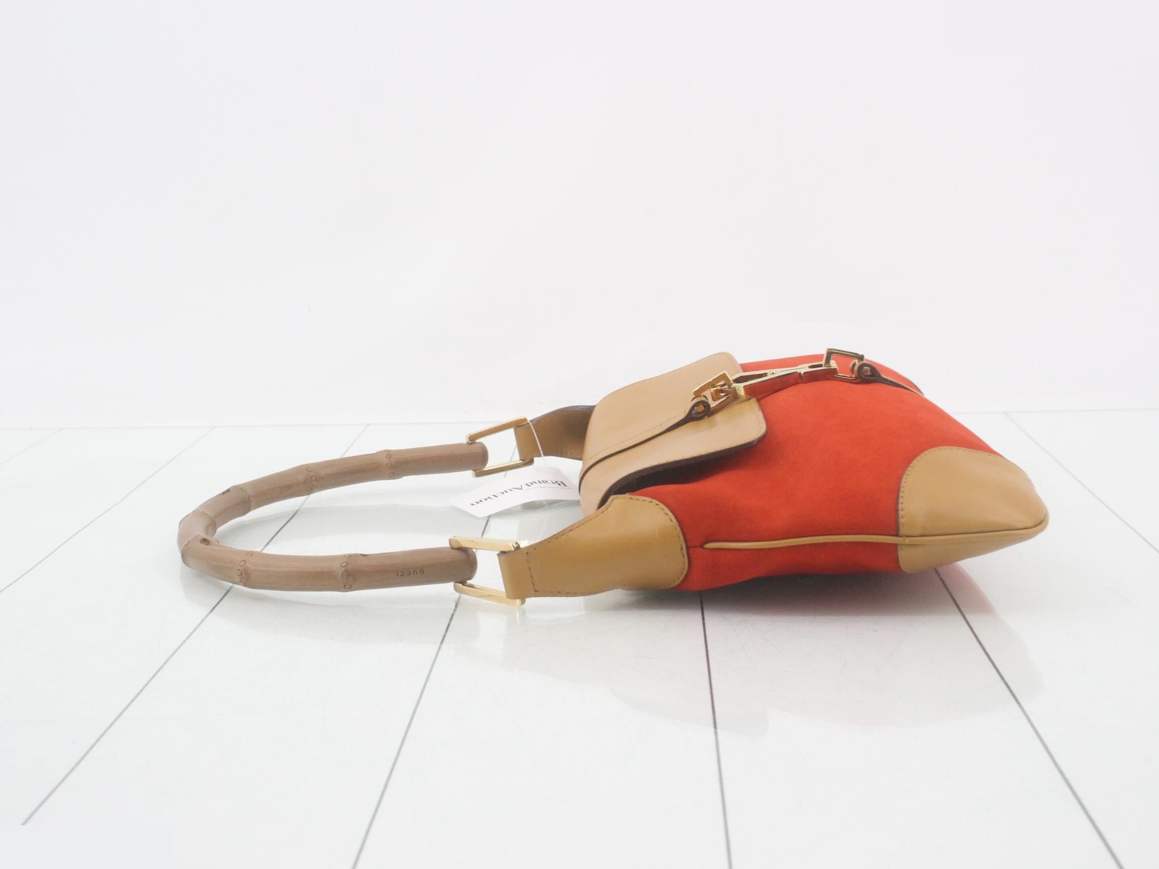 Bamboo Shoulder Bag, Suede/Leather, Beige — view 4