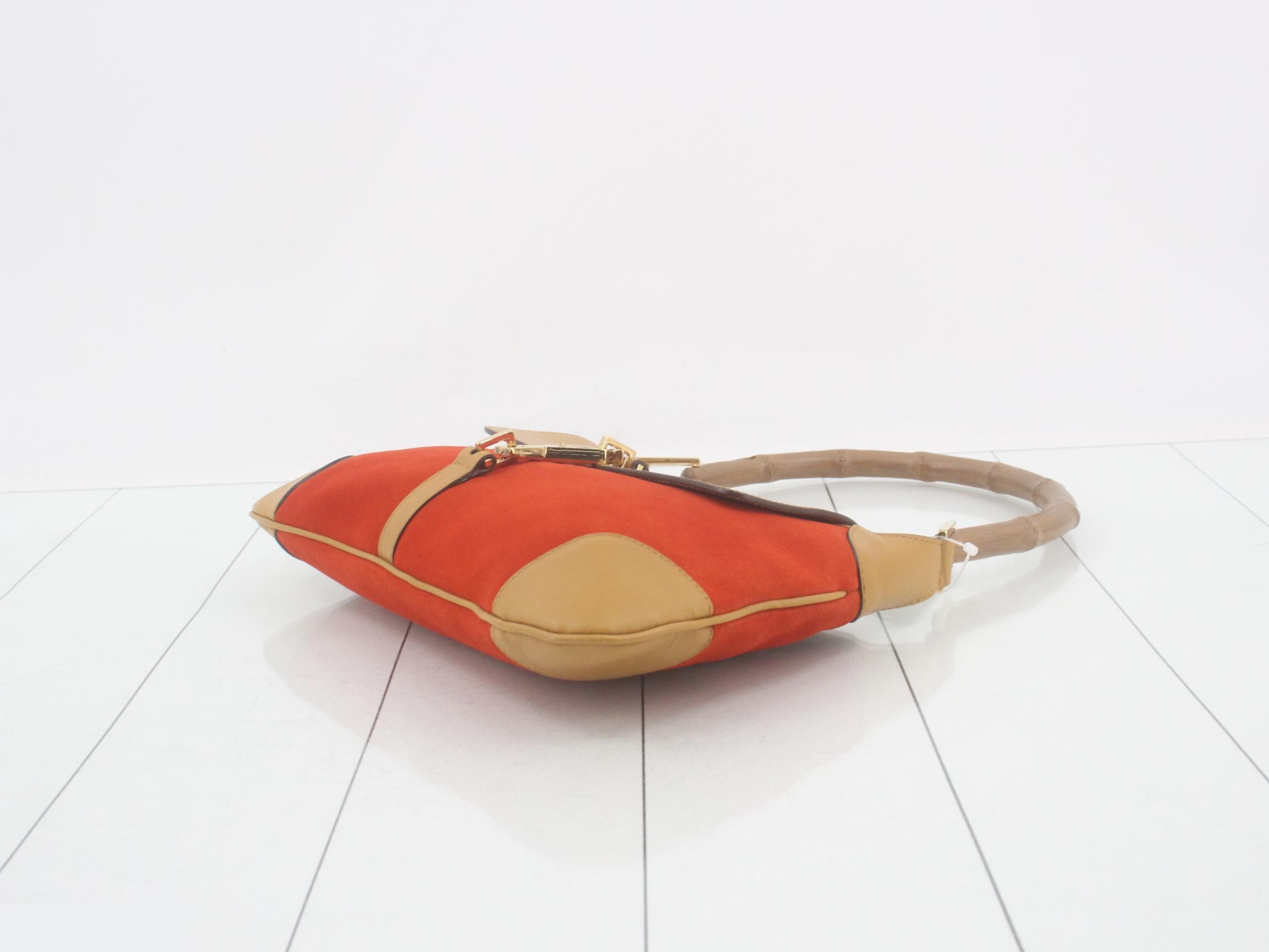 Bamboo Shoulder Bag, Suede/Leather, Beige — view 6