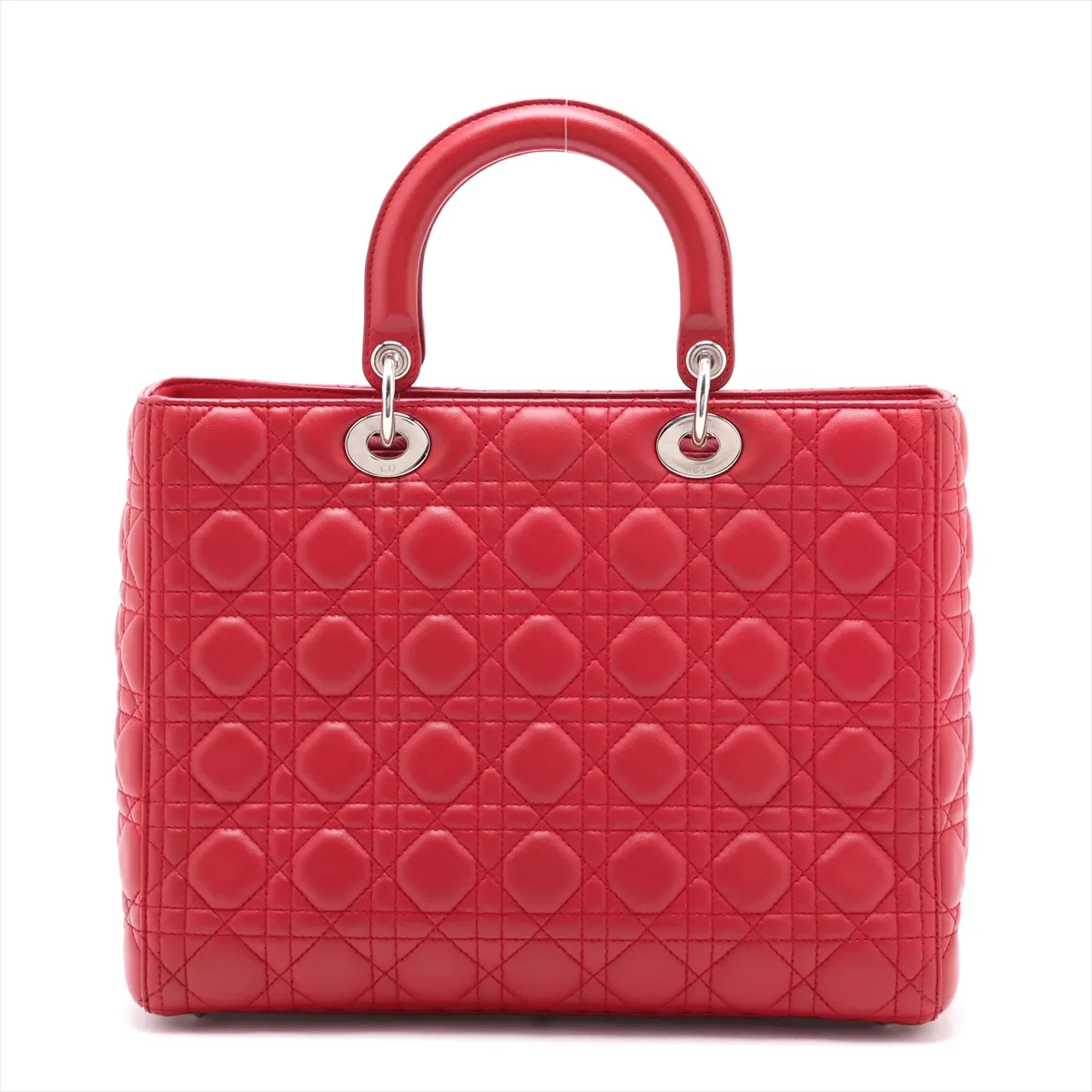 Lady Dior Cannage Leather 2-Way Handbag, Red — view 2