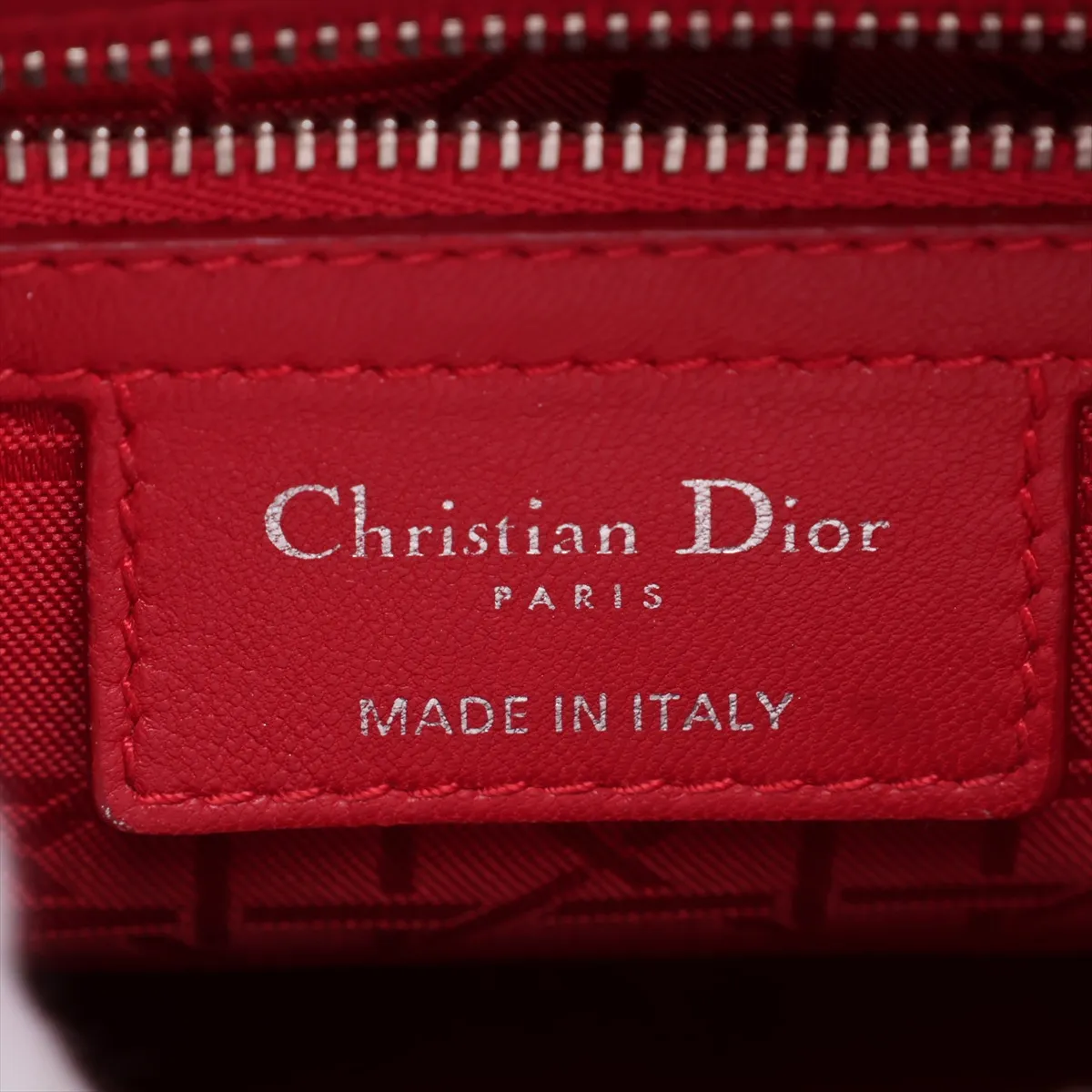 Lady Dior Cannage Leather 2-Way Handbag, Red — view 10