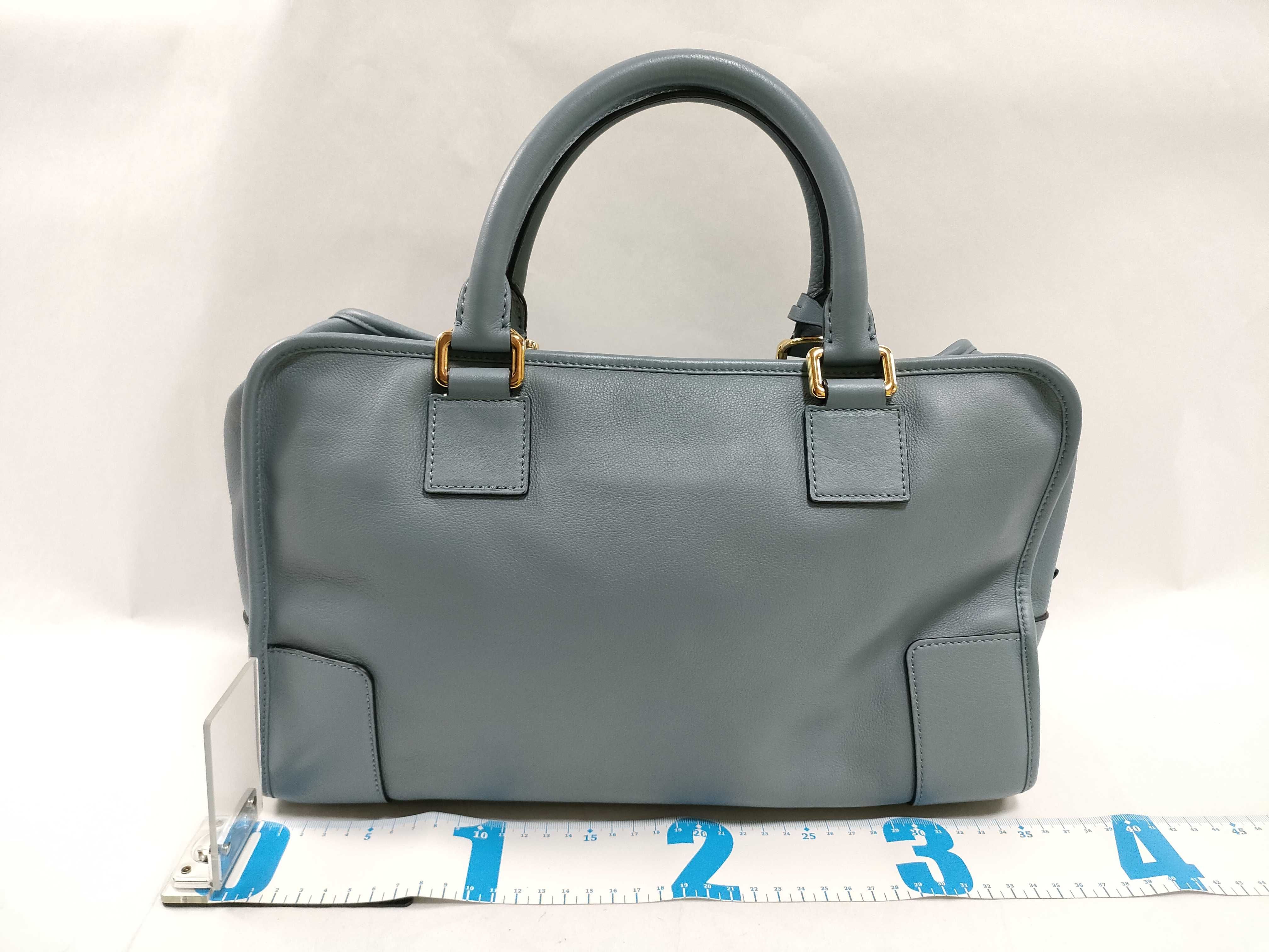 Amazona 36 Perforated Leather Handbag, Blue — view 2