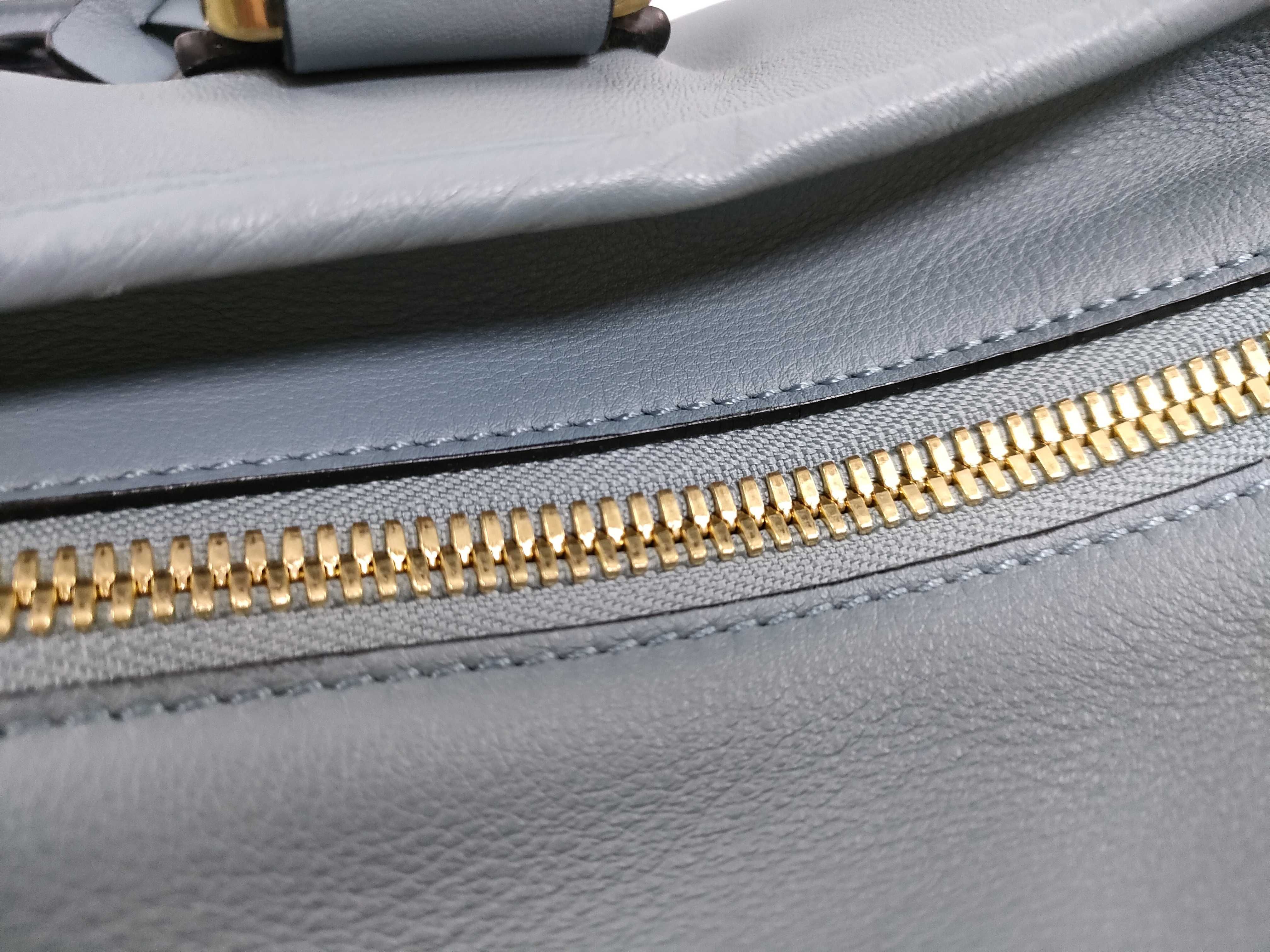 Amazona 36 Perforated Leather Handbag, Blue — view 6