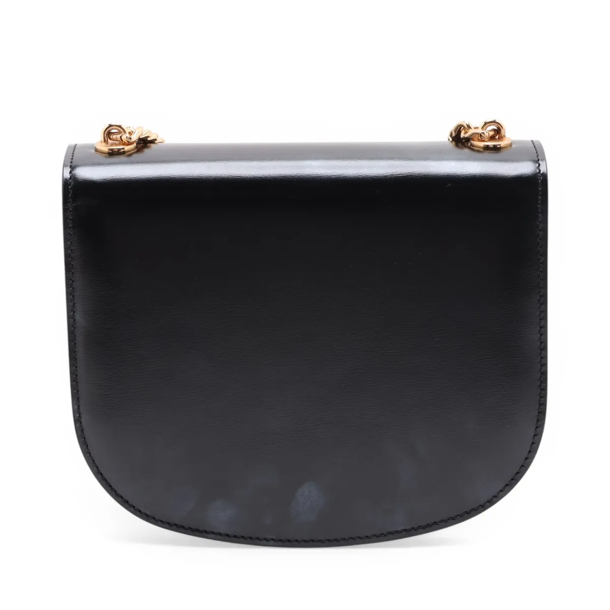 Triomphe Besace Leather Chain Shoulder Bag, Black — view 2