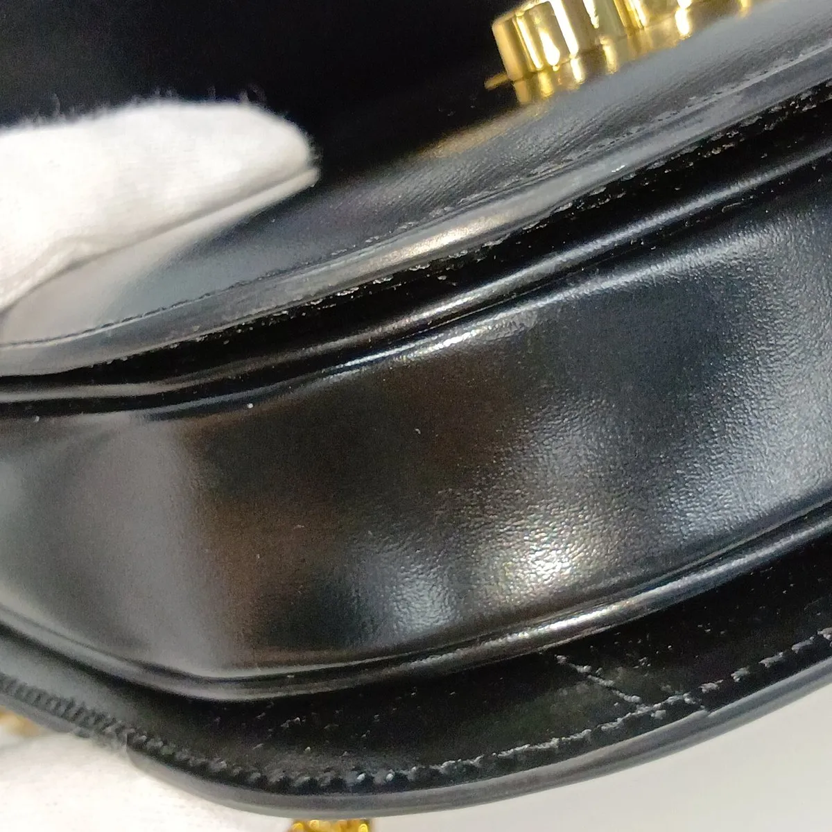 Triomphe Besace Leather Chain Shoulder Bag, Black — view 14