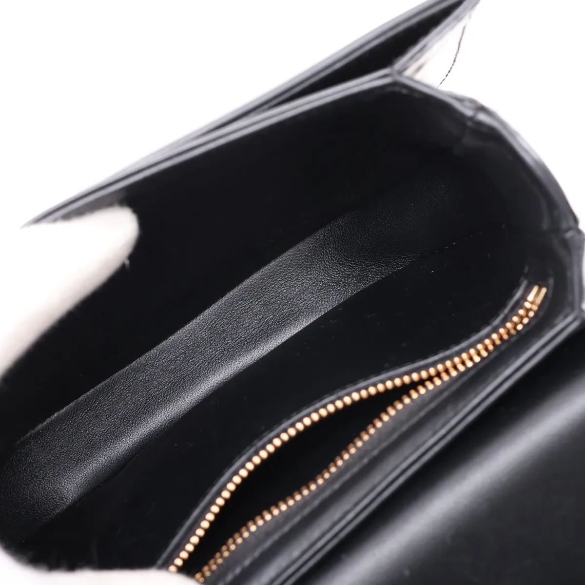 Triomphe Besace Leather Chain Shoulder Bag, Black — view 6