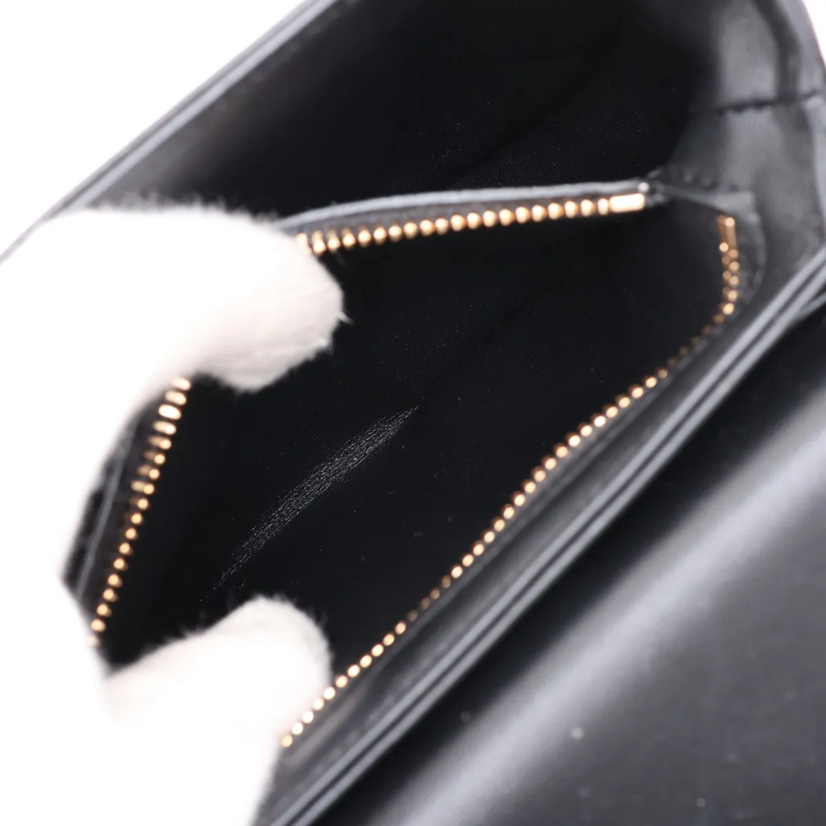 Triomphe Besace Leather Chain Shoulder Bag, Black — view 7