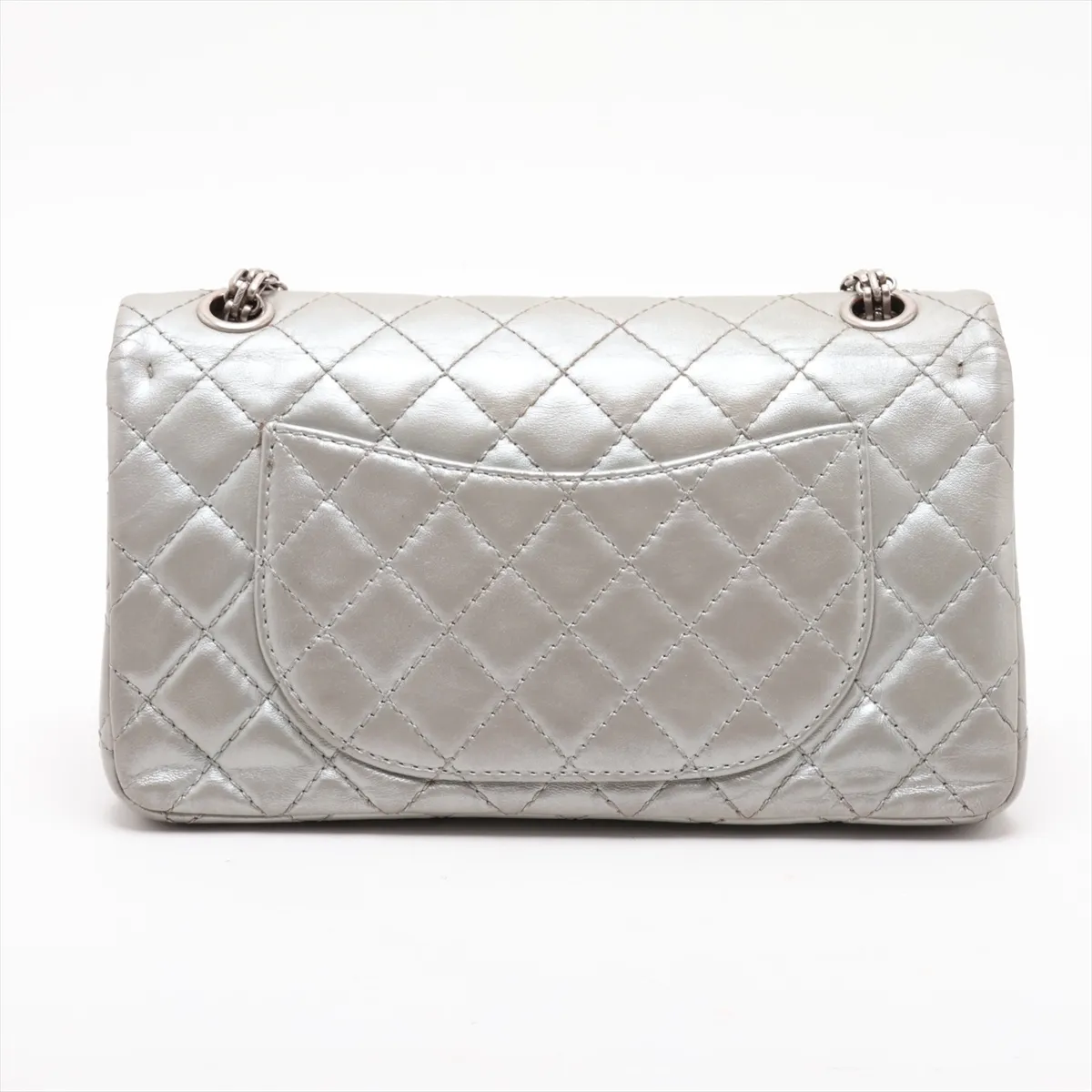 Matelassé 2.55 Leather Double Flap Double Chain Bag, Silver, Silver Hardware, 12625370, Serial Number 12, A37586 — view 2