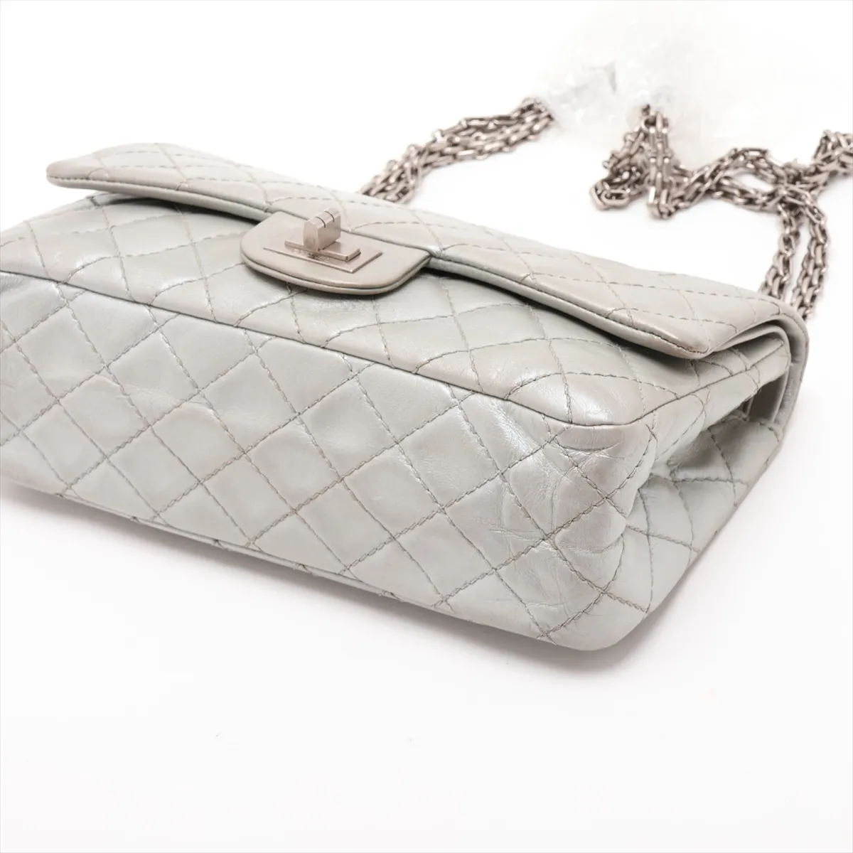 Matelassé 2.55 Leather Double Flap Double Chain Bag, Silver, Silver Hardware, 12625370, Serial Number 12, A37586 — view 3