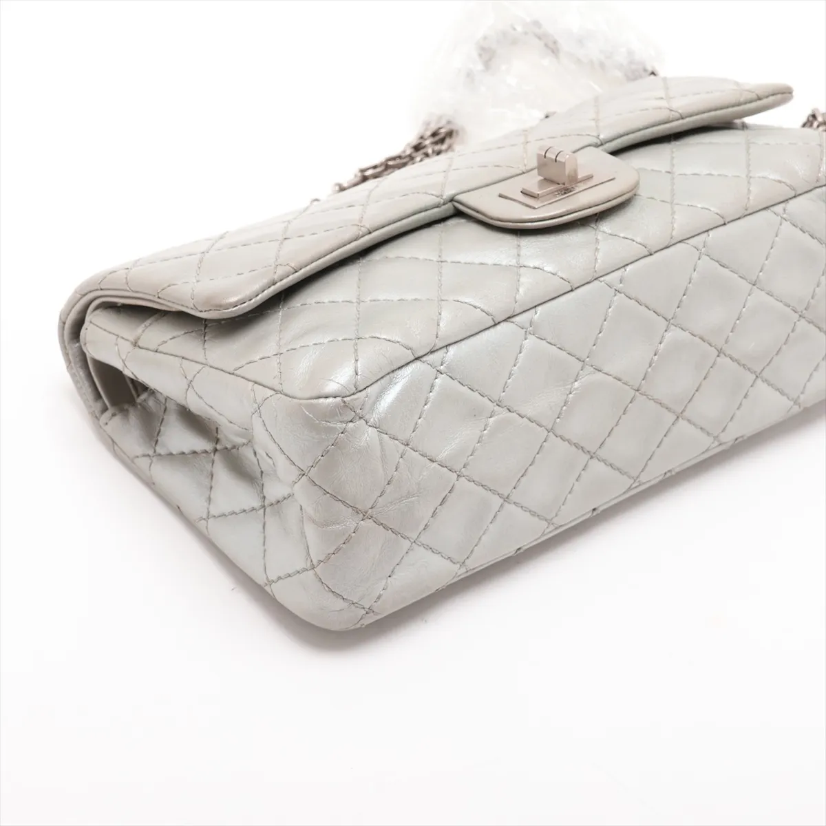 Matelassé 2.55 Leather Double Flap Double Chain Bag, Silver, Silver Hardware, 12625370, Serial Number 12, A37586 — view 4