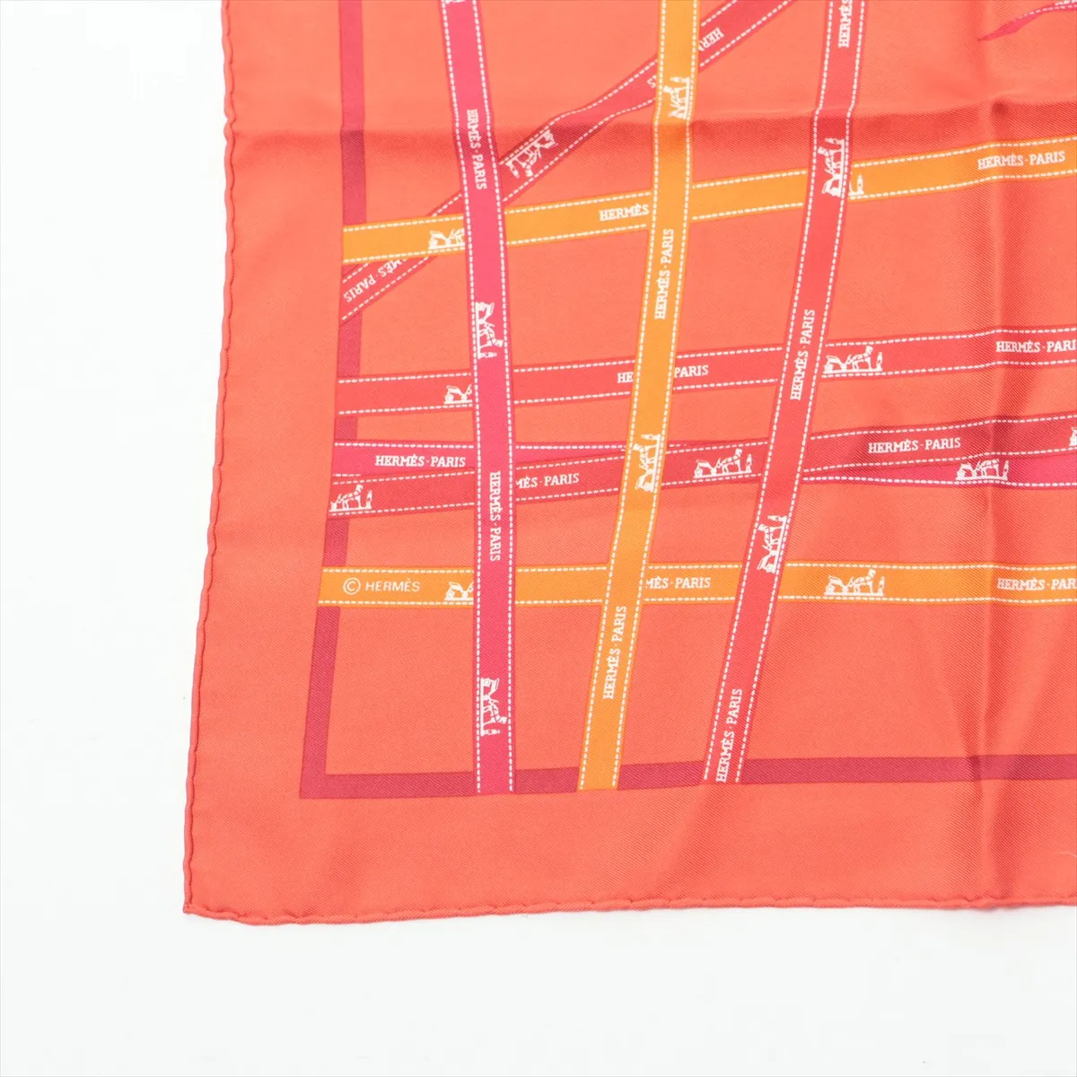 Carre 45 Bolduc Ribbon Scarf Silk Red — view 5