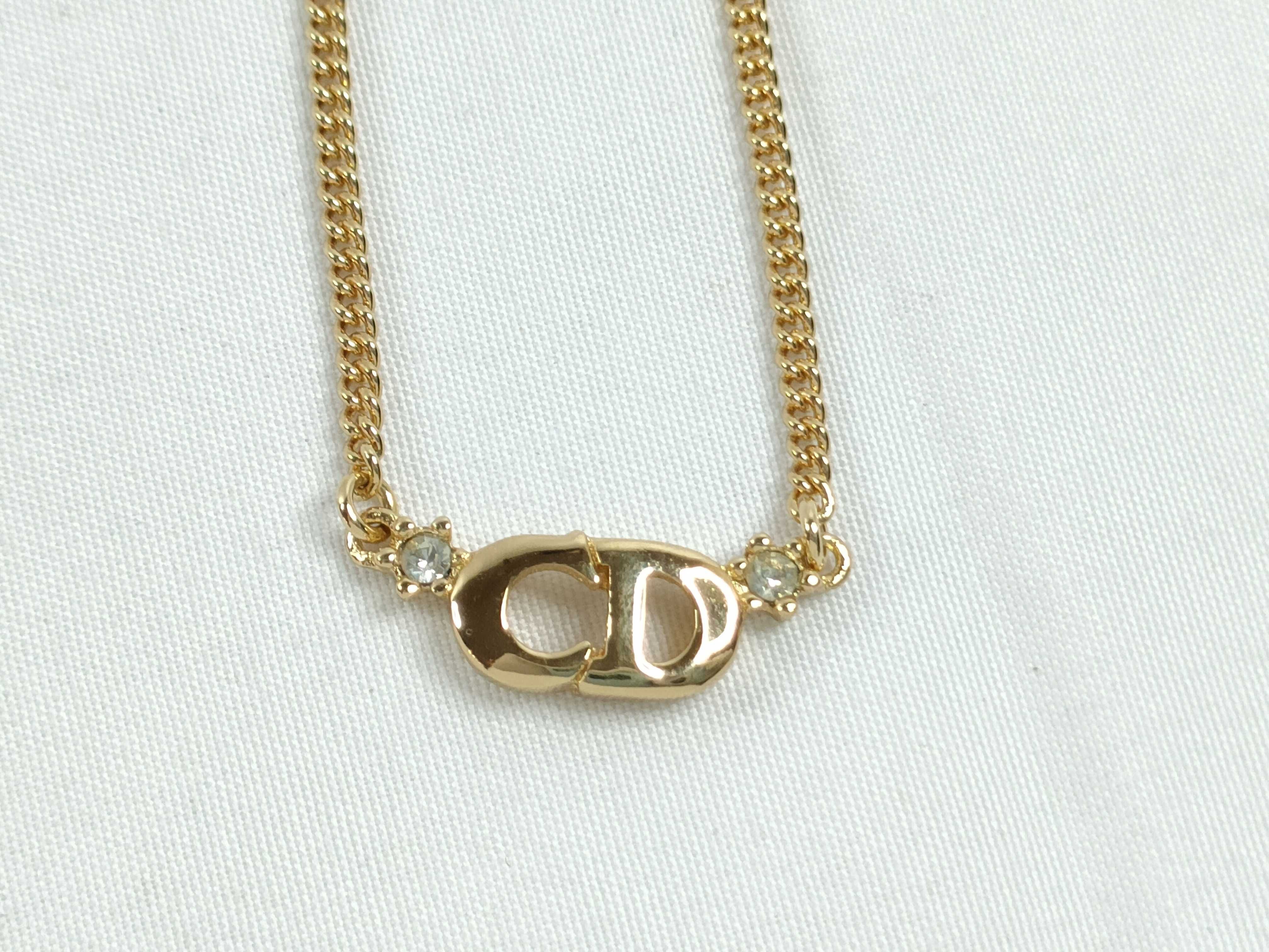 Rhinestone Logo Necklace, Gold Accessory (VO8566) Necklace
