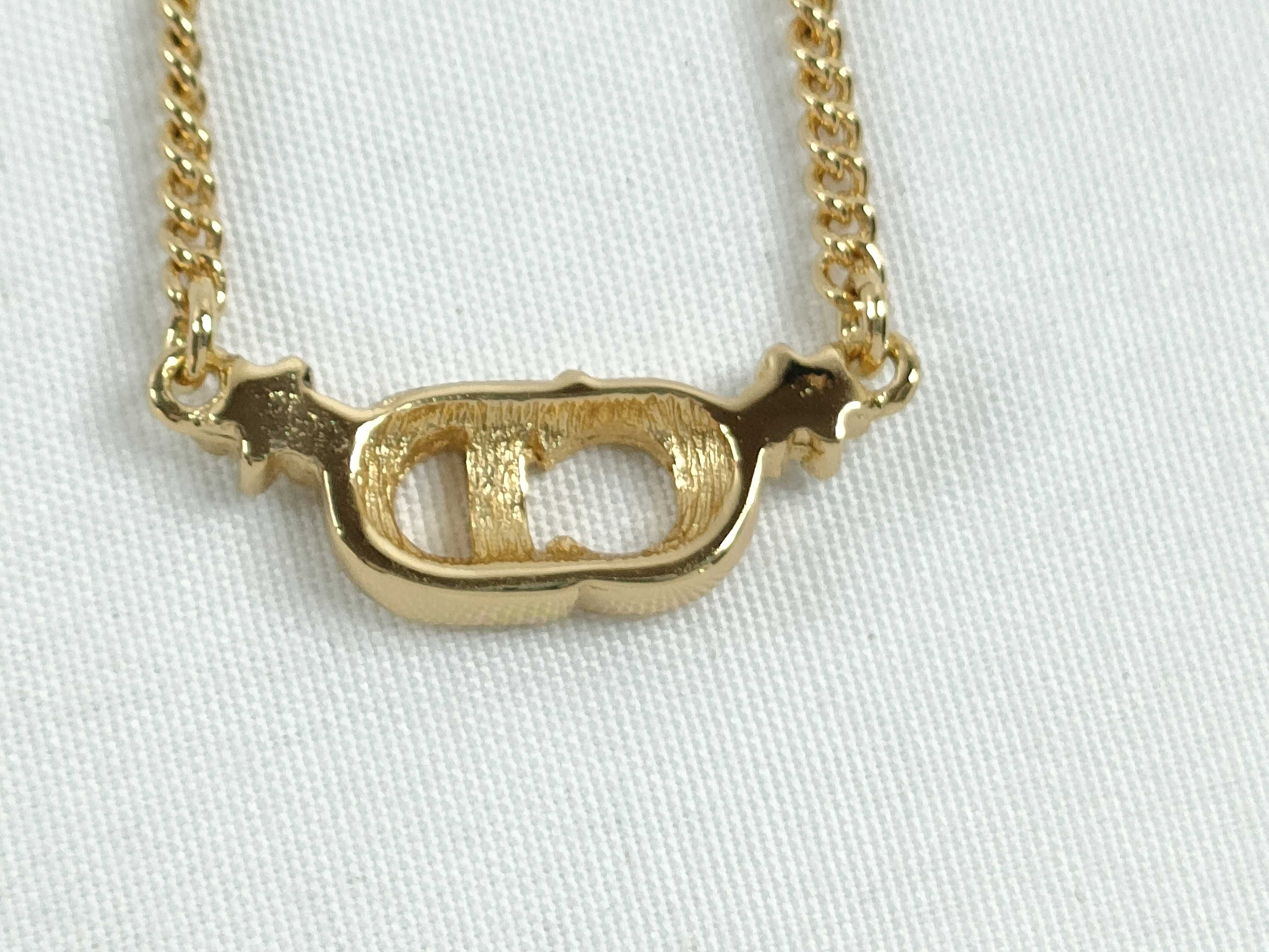 Rhinestone Logo Necklace, Gold Accessory (VO8566) Necklace — view 2
