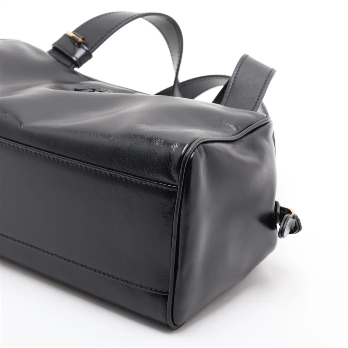 Leather Handbag, Black — view 3