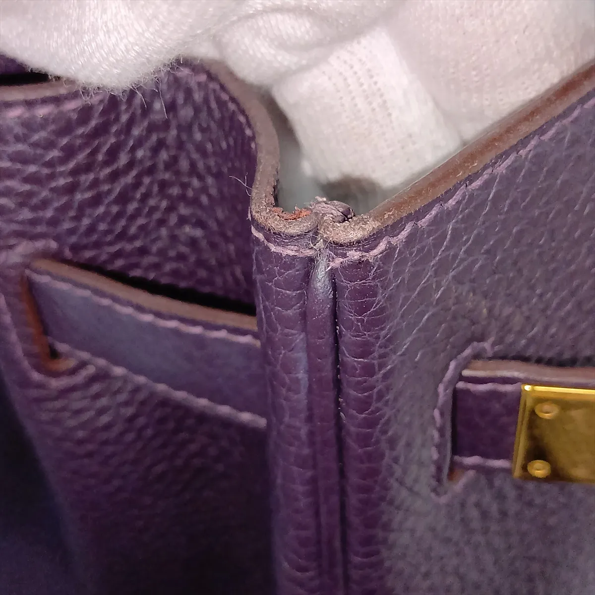 [Individually packaged] Hermes Birkin 30 Letournée Togo Raisin Gold Hardware R: 2014 — view 12