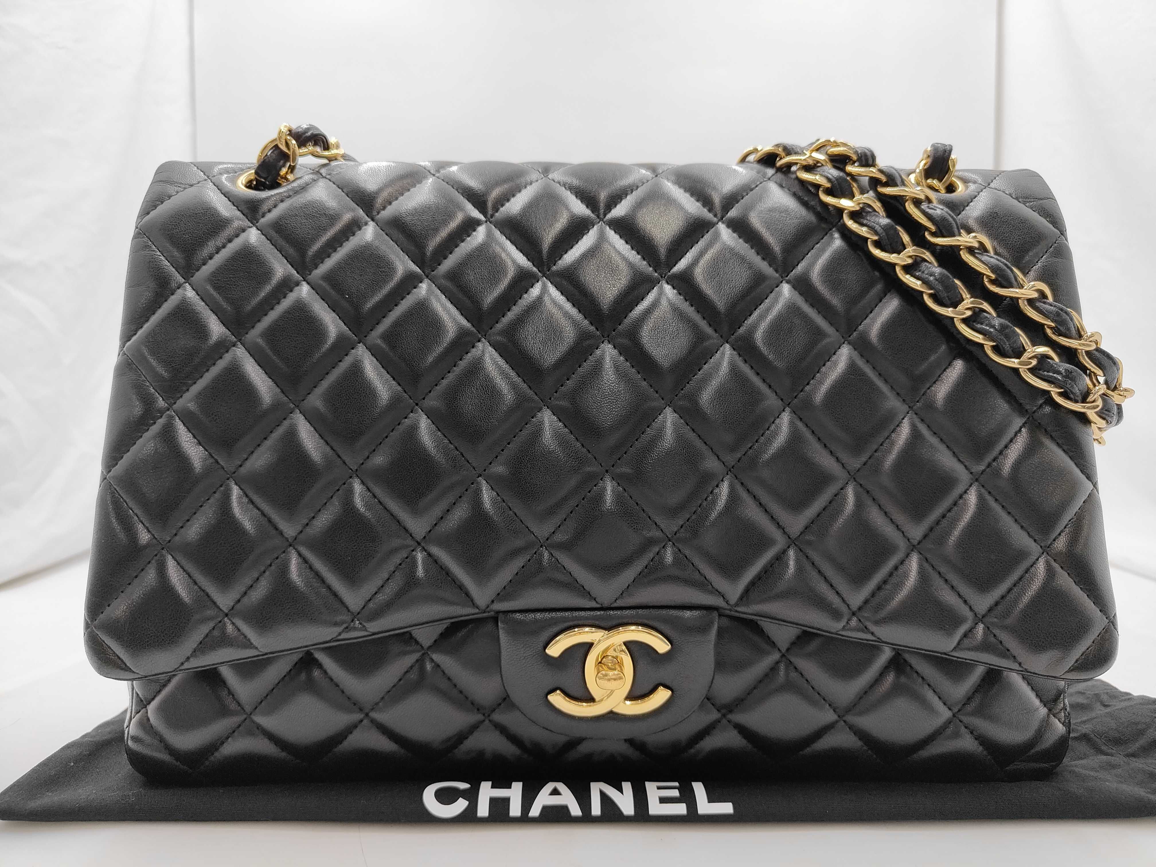Matelassé Lambskin Double Flap Black Shoulder Bag