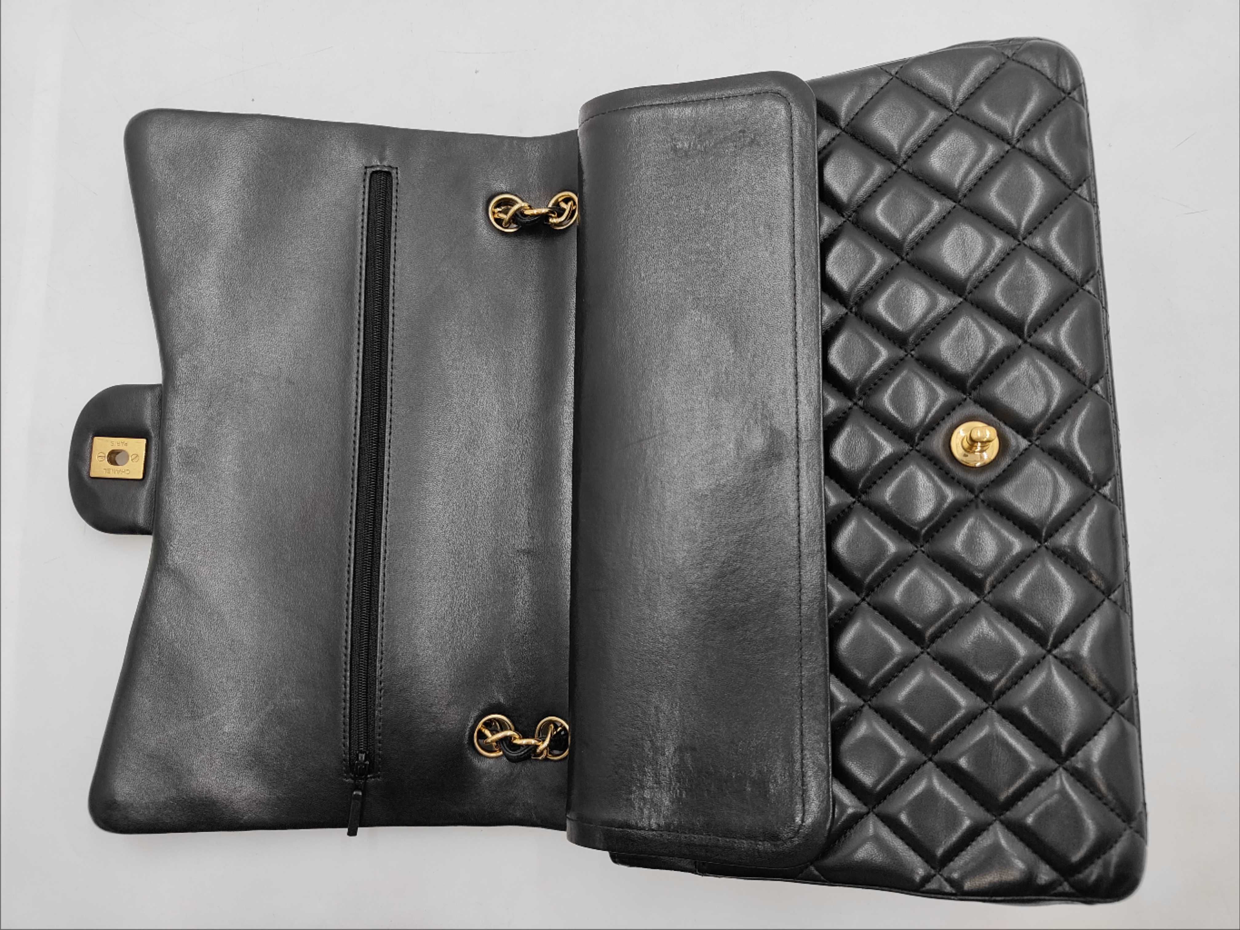 Matelassé Lambskin Double Flap Black Shoulder Bag — view 8