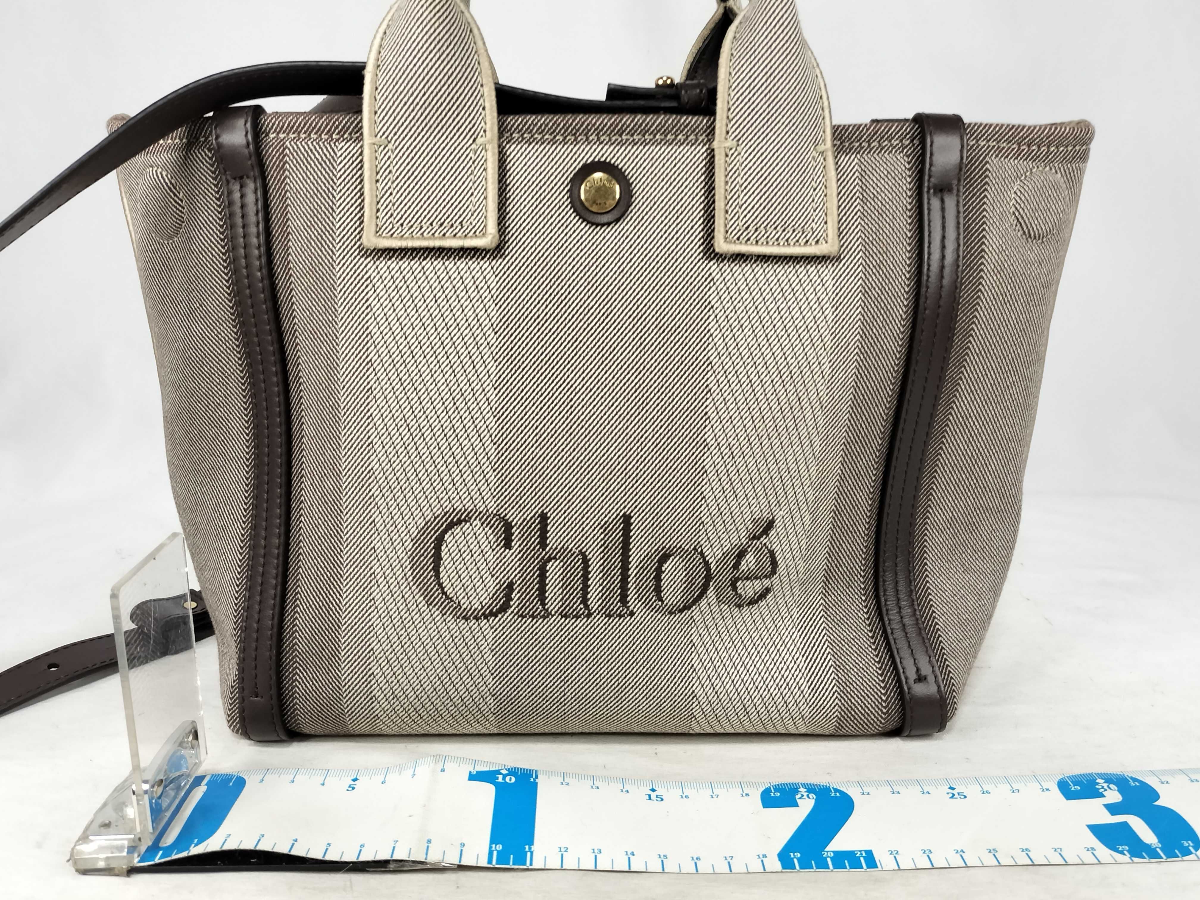Carry Small Tote Bag CHC25SS911O6524X 2-Way Tote Bag Canvas x Leather Coal Brown Handbag — view 2