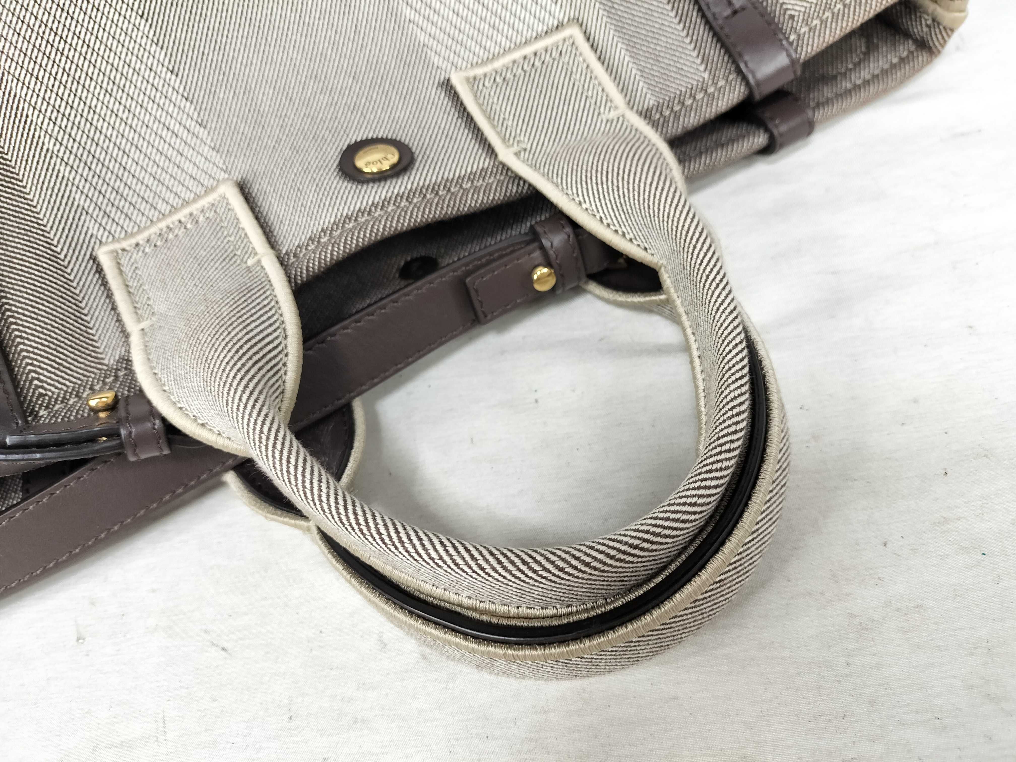 Carry Small Tote Bag CHC25SS911O6524X 2-Way Tote Bag Canvas x Leather Coal Brown Handbag — view 3