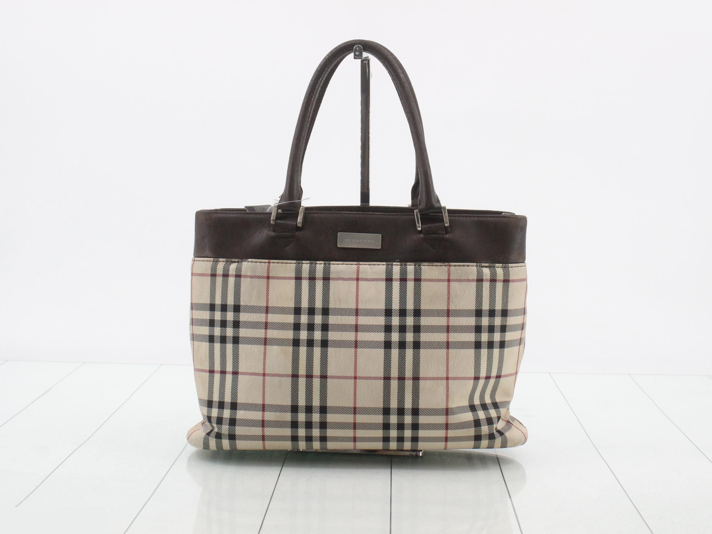 tote bag, Nova Check pattern, leather, logo plate.