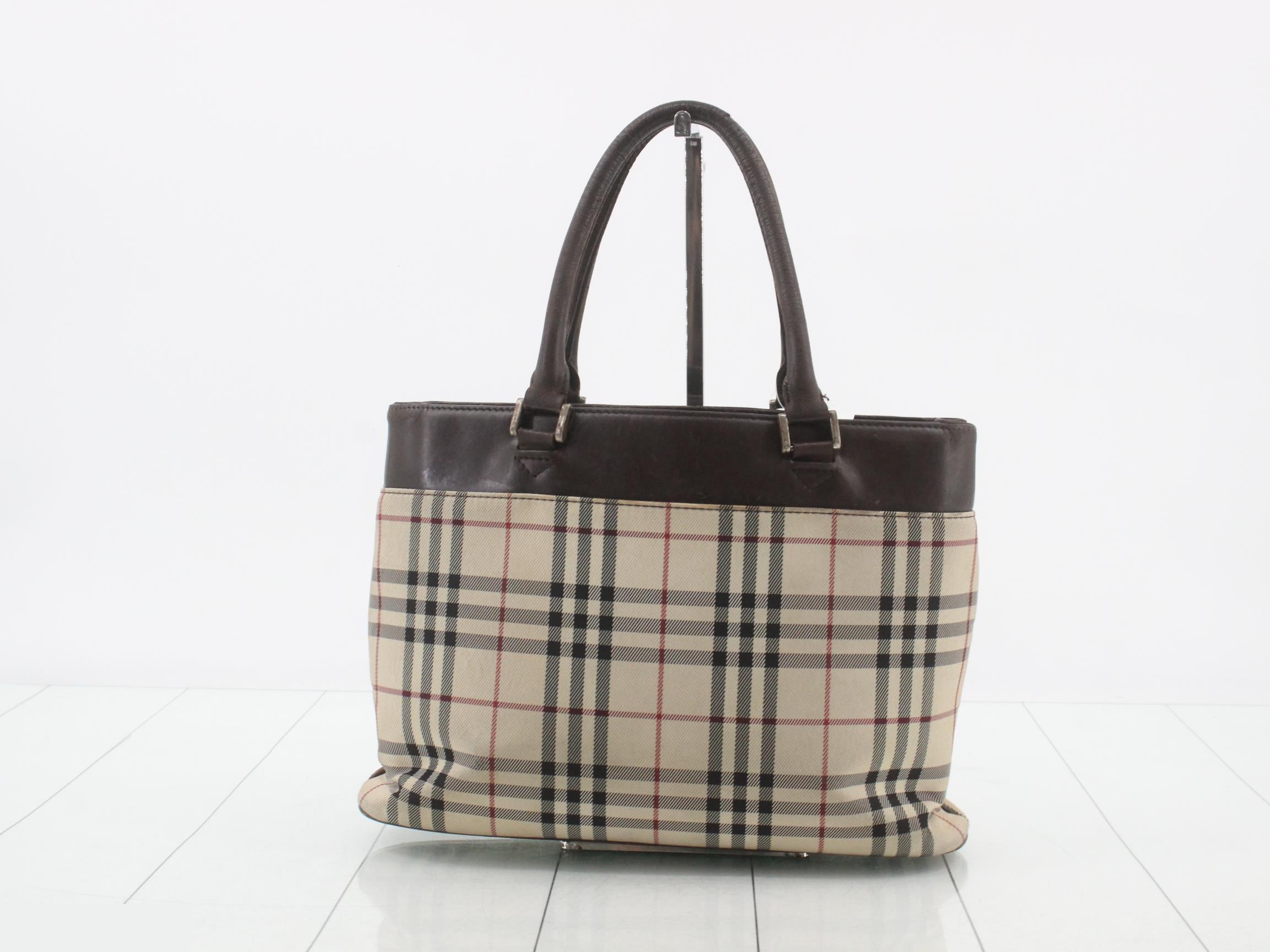 tote bag, Nova Check pattern, leather, logo plate. — view 2