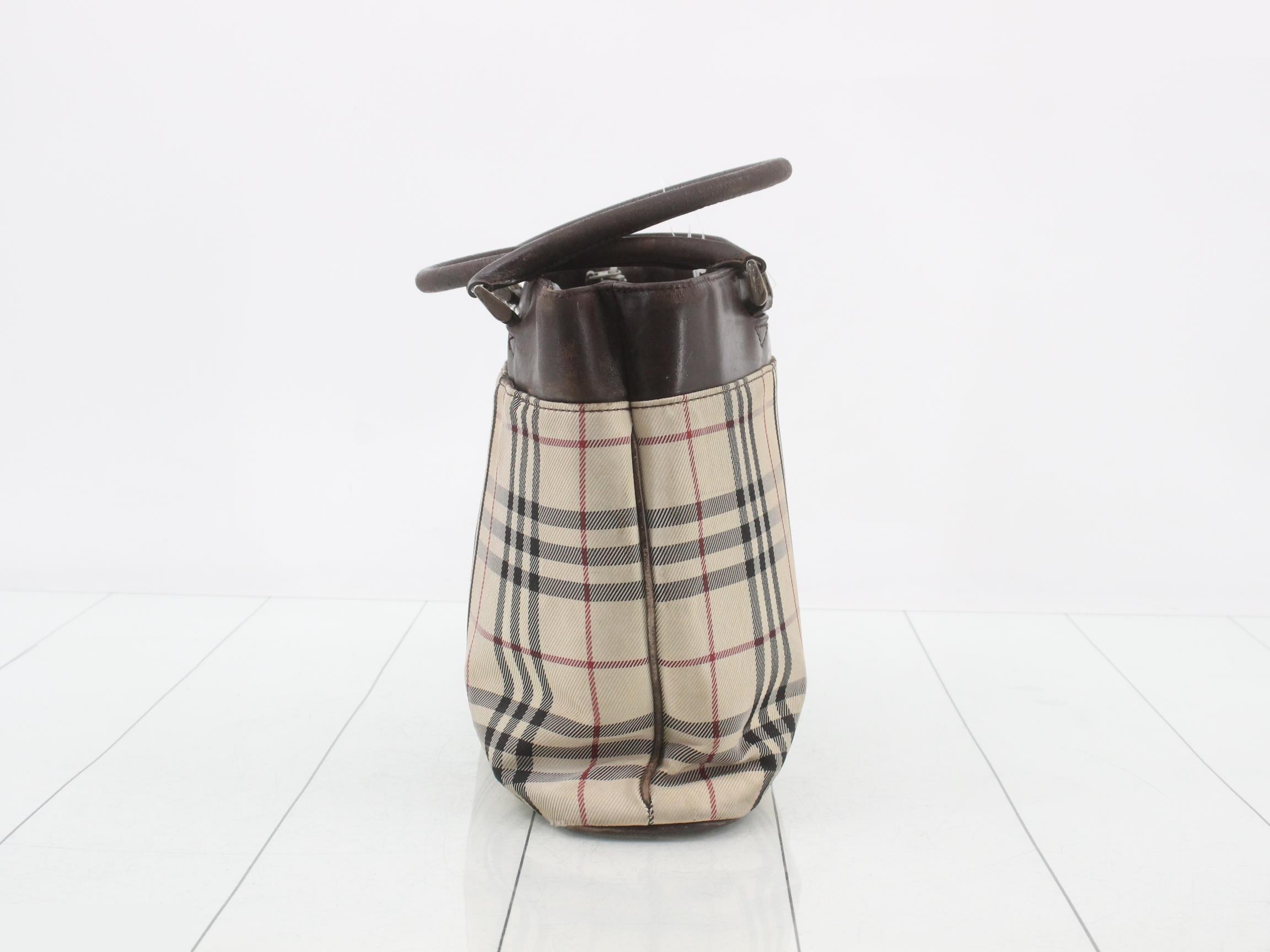 tote bag, Nova Check pattern, leather, logo plate. — view 3