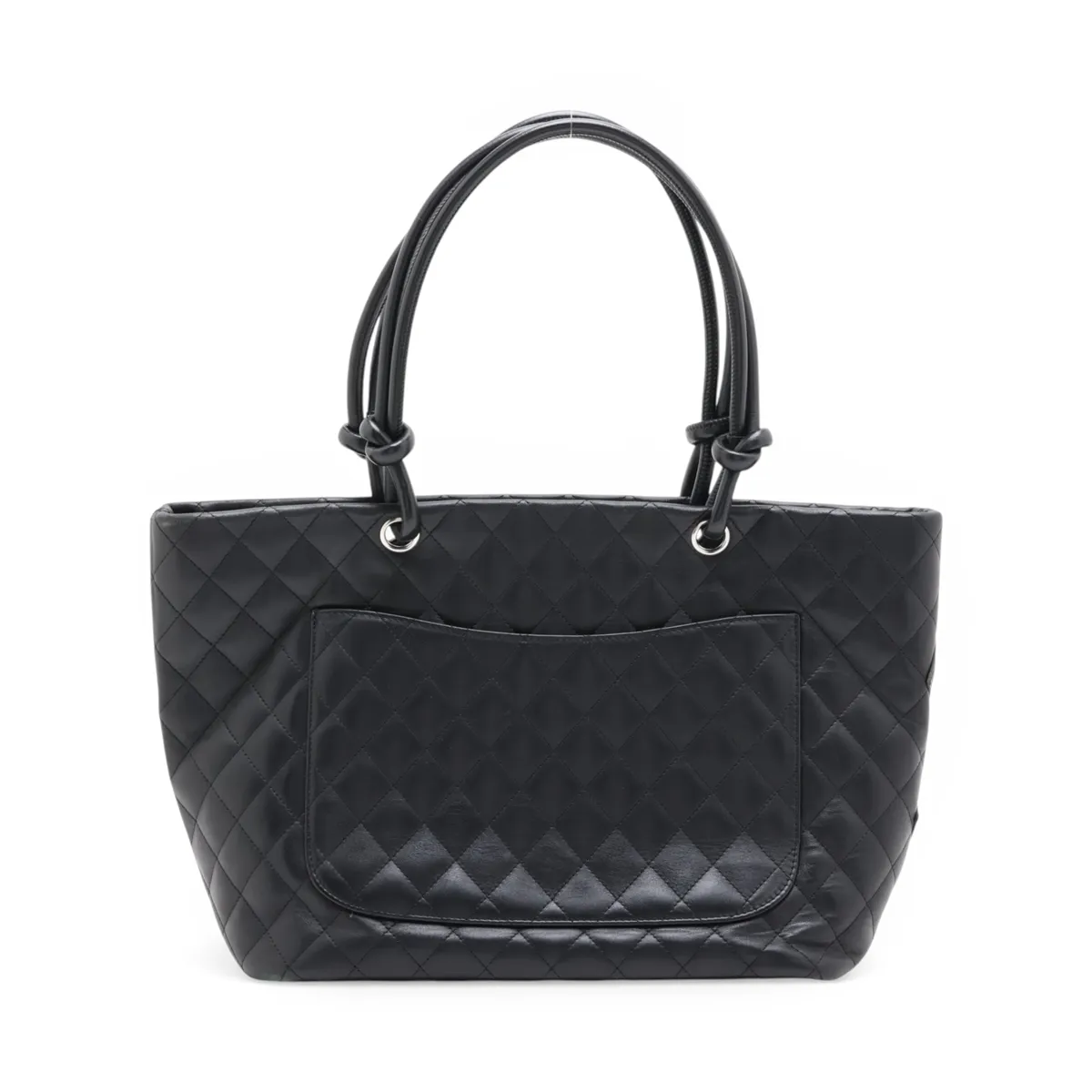Cambon Line Lambskin Tote Bag, Black with Silver Hardware, Item No. 11220116 (Serial No. 11) — view 2