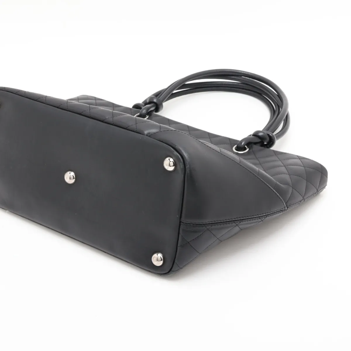 Cambon Line Lambskin Tote Bag, Black with Silver Hardware, Item No. 11220116 (Serial No. 11) — view 3