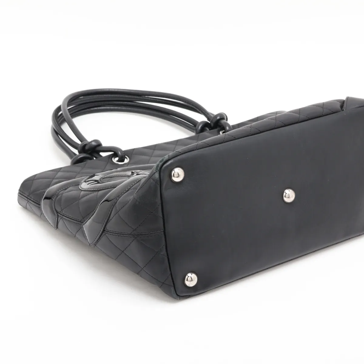 Cambon Line Lambskin Tote Bag, Black with Silver Hardware, Item No. 11220116 (Serial No. 11) — view 4