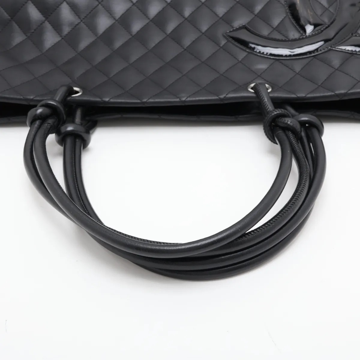 Cambon Line Lambskin Tote Bag, Black with Silver Hardware, Item No. 11220116 (Serial No. 11) — view 5