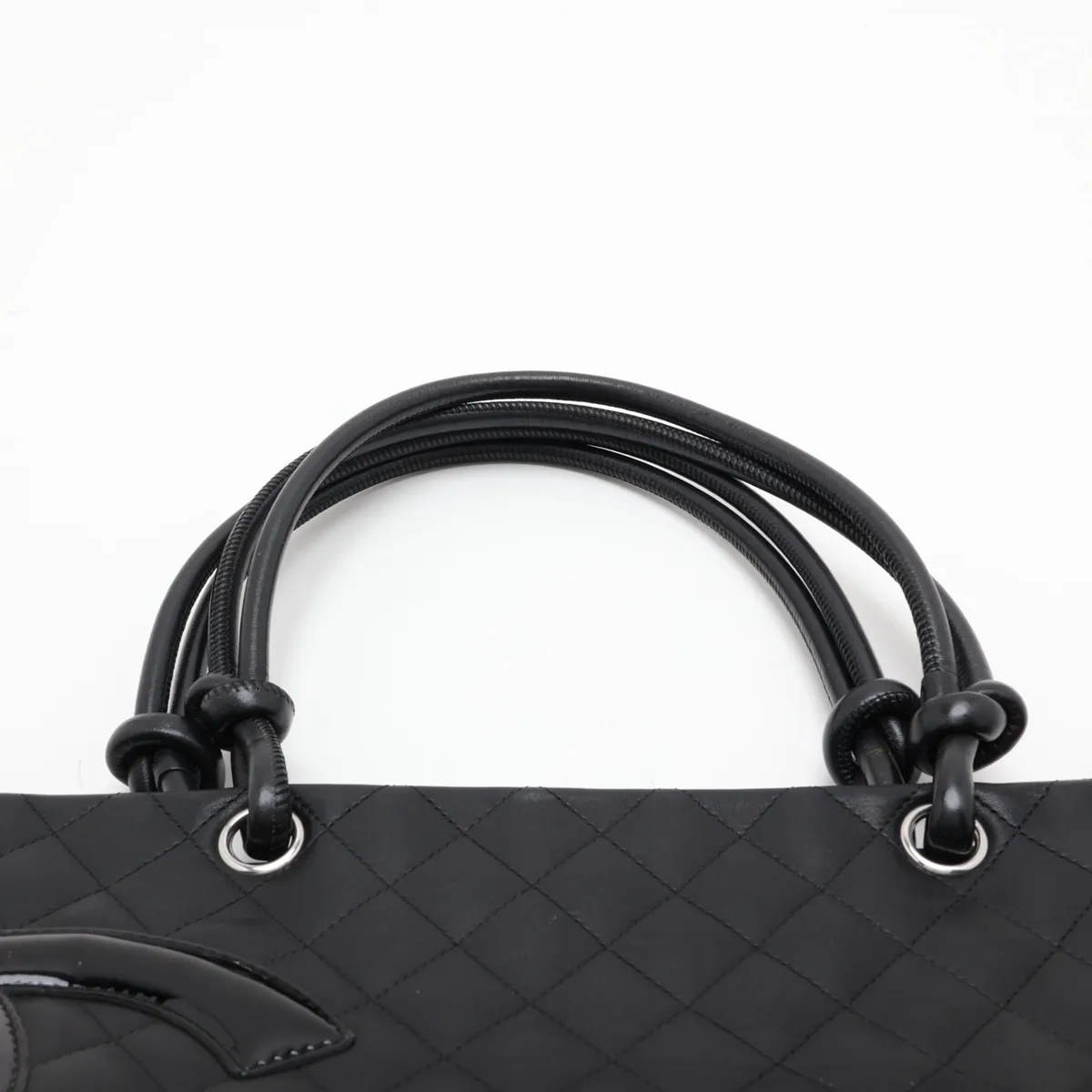 Cambon Line Lambskin Tote Bag, Black with Silver Hardware, Item No. 11220116 (Serial No. 11) — view 6