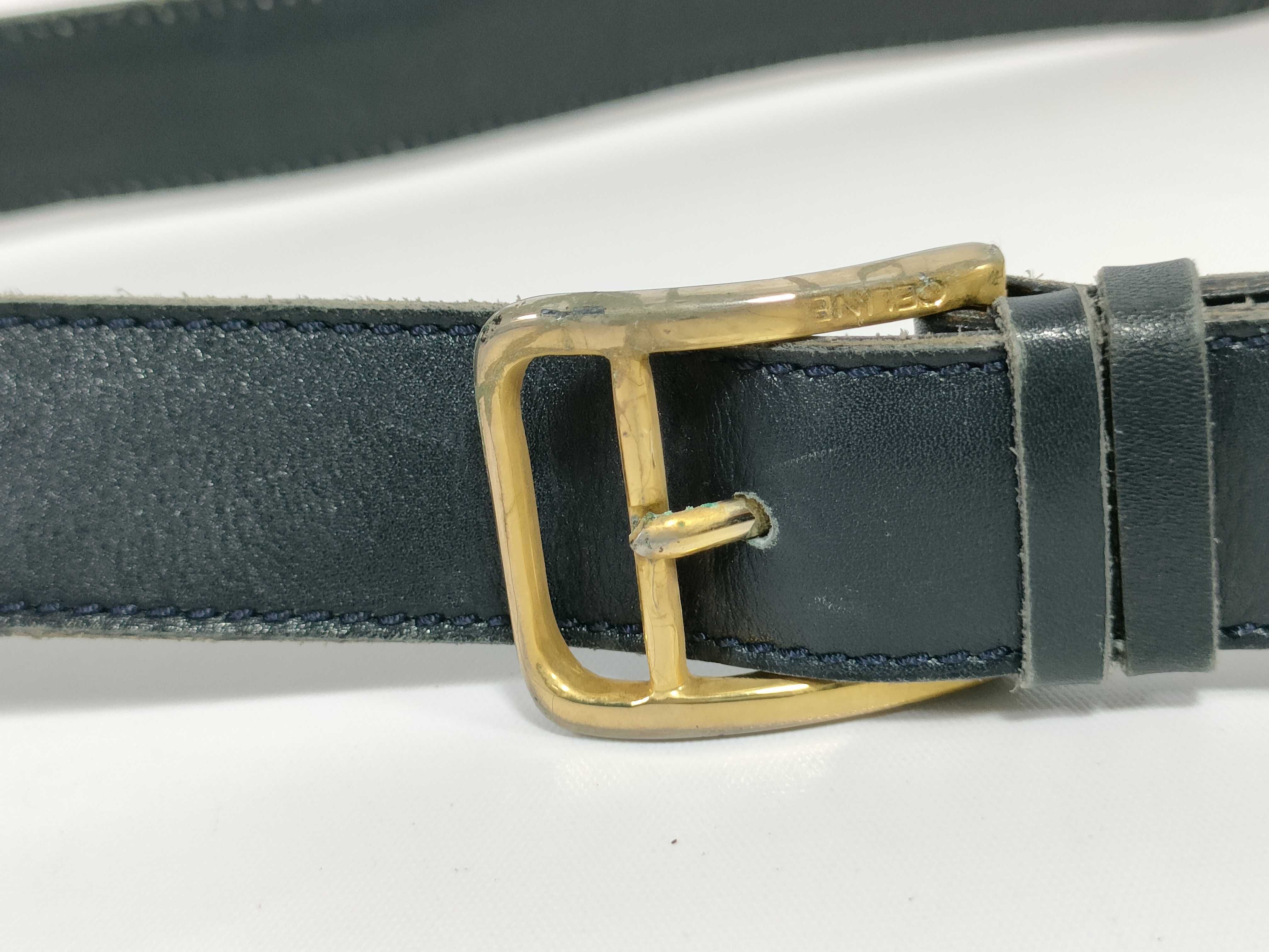 Leather Shoulder Bag, Navy — view 4