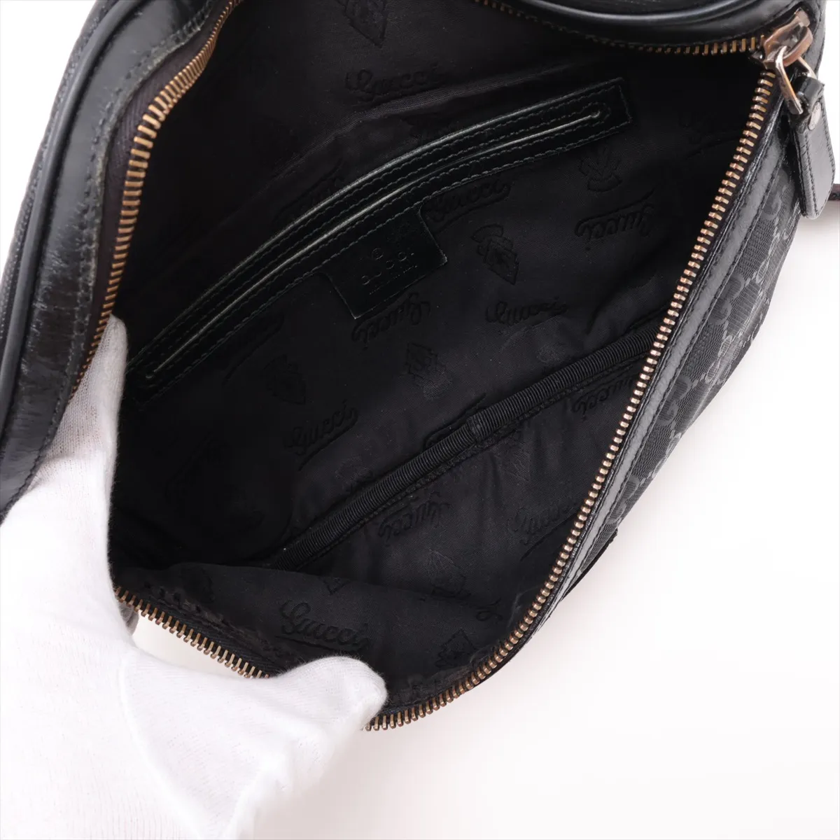 GG Imprime 233269 PVC x Leather Body Bag, Black — view 6