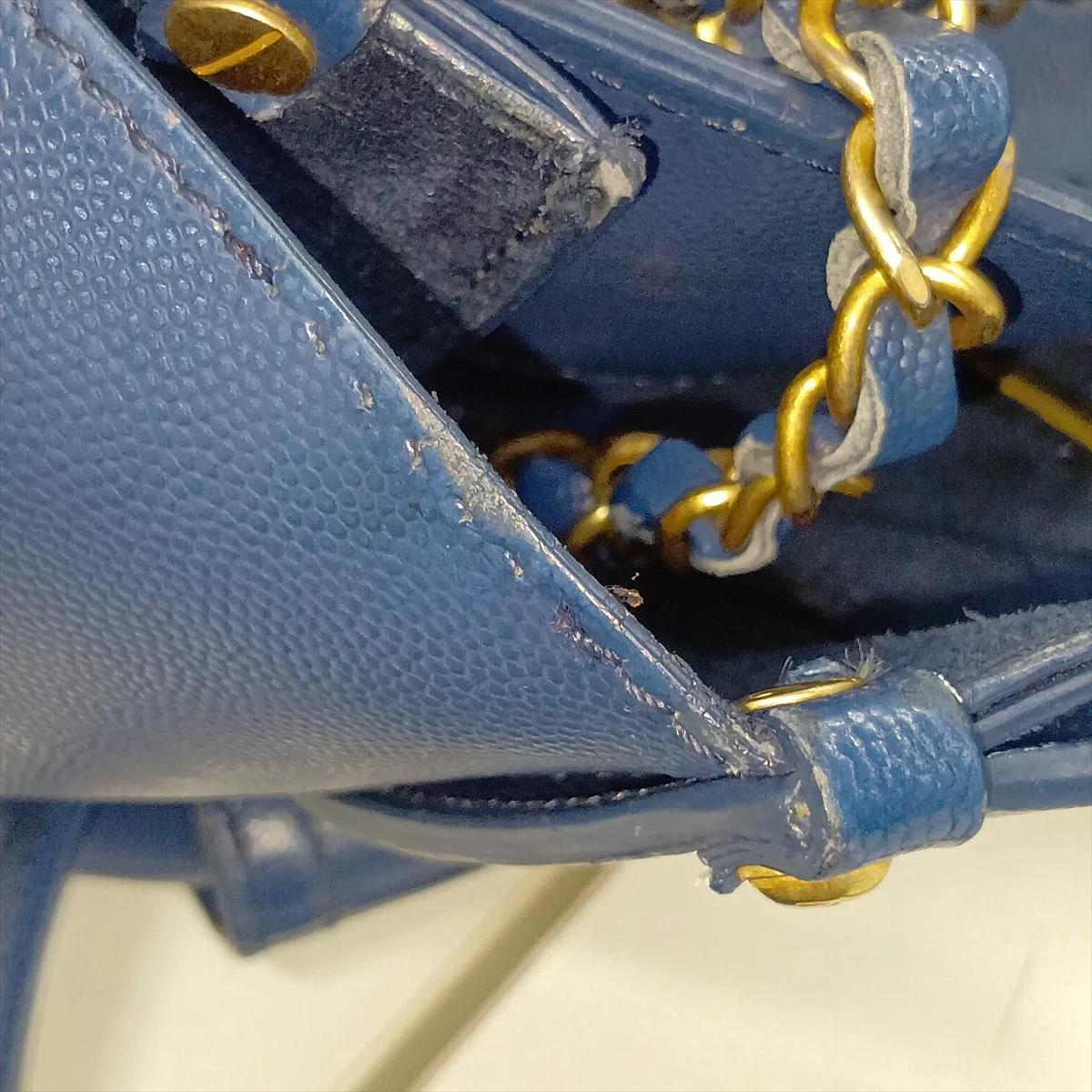 Deauville GM Caviar Skin x Stud 2-Way Tote Bag, Blue with Gold Hardware, 28509504, Serial Number 28 — view 13