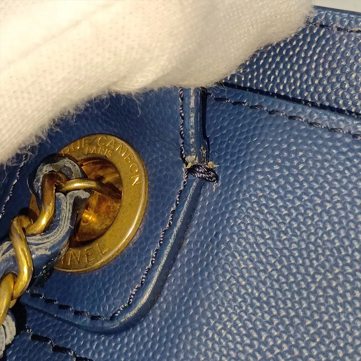 Deauville GM Caviar Skin x Stud 2-Way Tote Bag, Blue with Gold Hardware, 28509504, Serial Number 28 — view 15