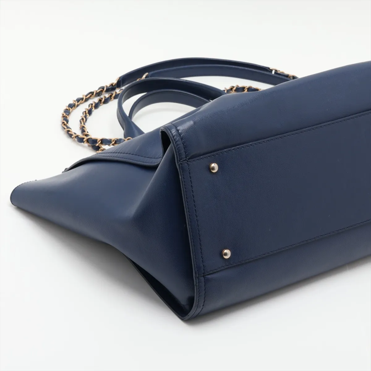Deauville GM Caviar Skin x Stud 2-Way Tote Bag, Blue with Gold Hardware, 28509504, Serial Number 28 — view 4