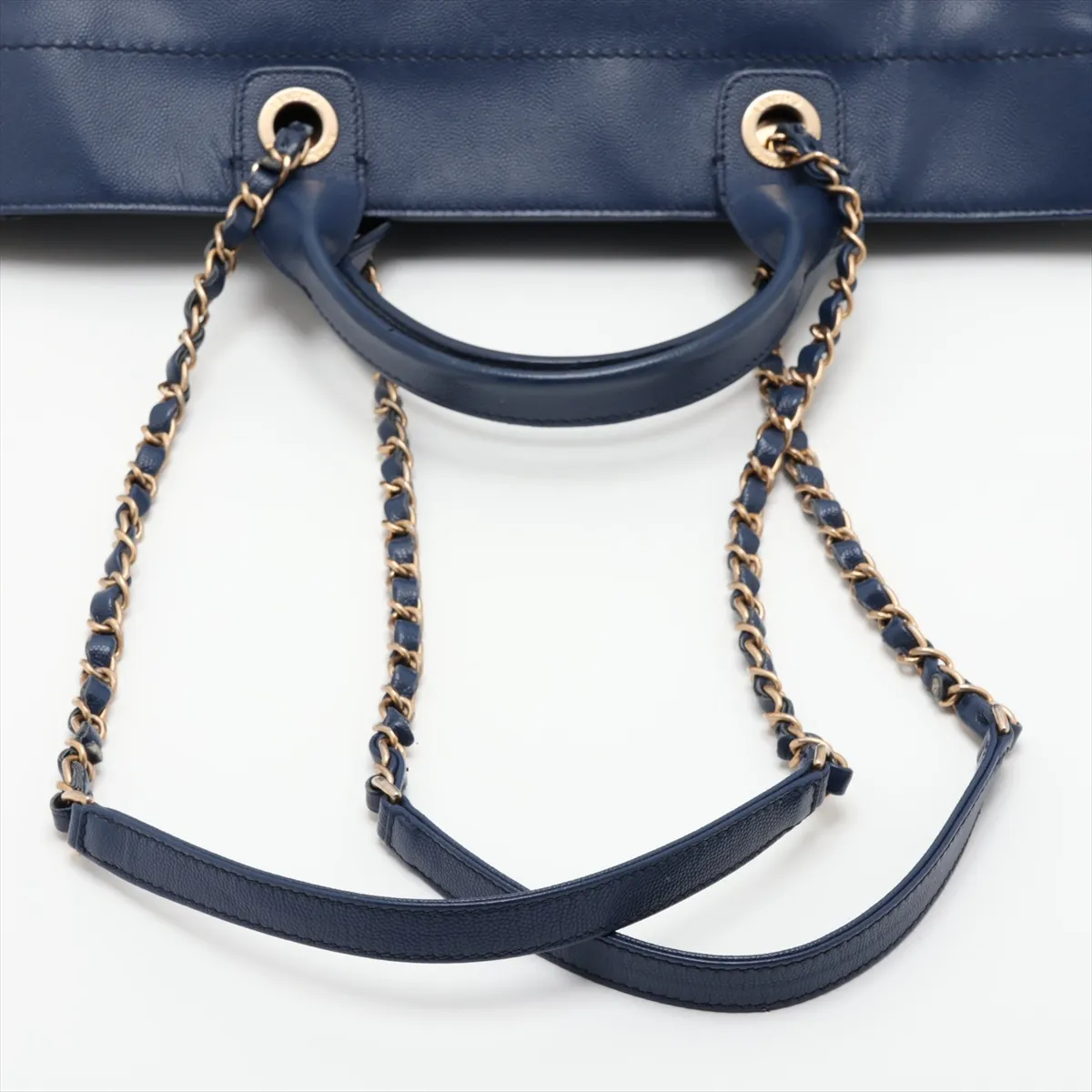 Deauville GM Caviar Skin x Stud 2-Way Tote Bag, Blue with Gold Hardware, 28509504, Serial Number 28 — view 5