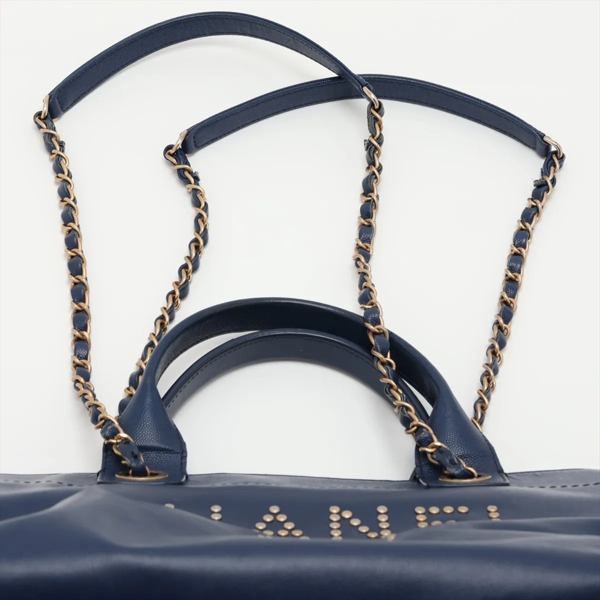 Deauville GM Caviar Skin x Stud 2-Way Tote Bag, Blue with Gold Hardware, 28509504, Serial Number 28 — view 6