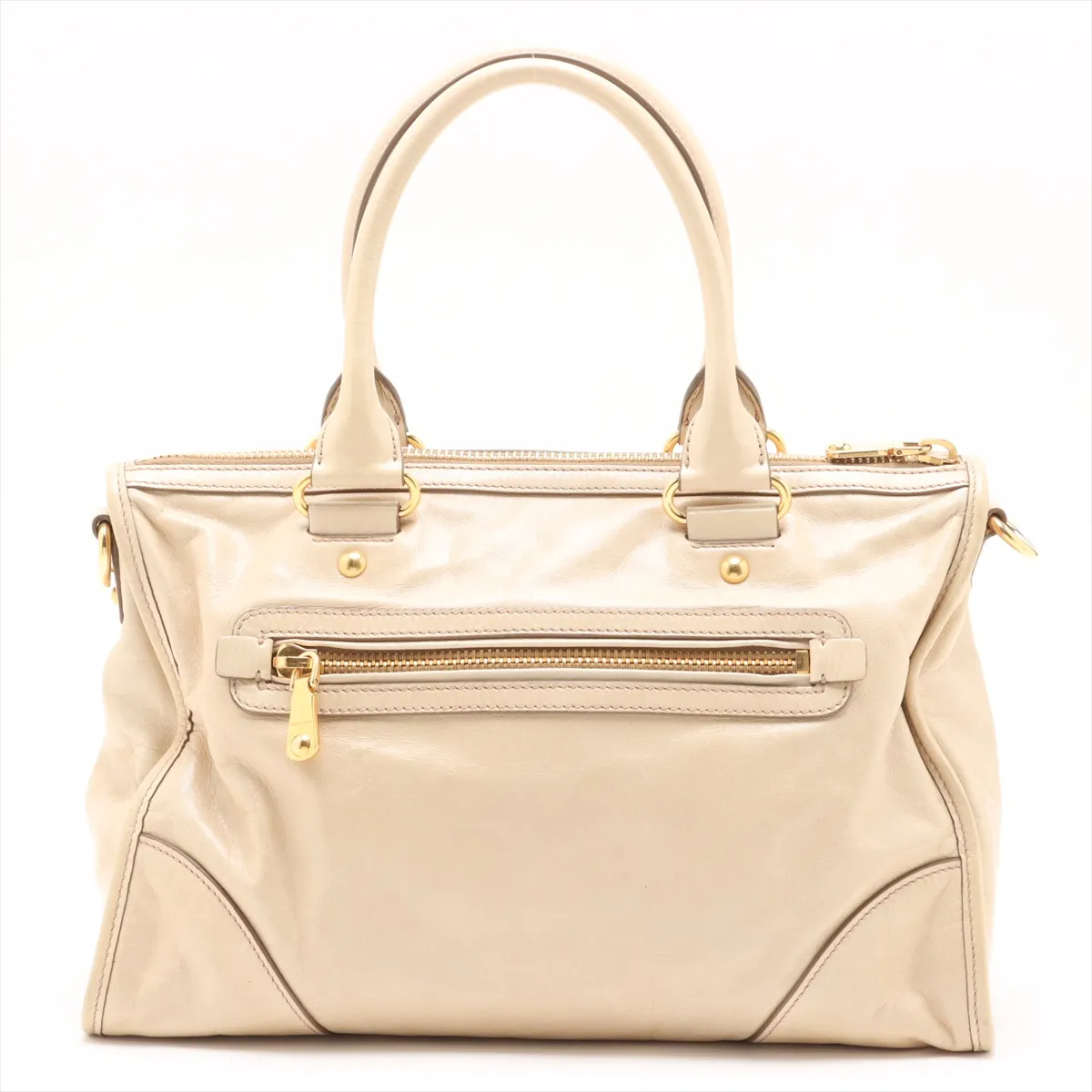 Leather 2WAY Handbag Beige — view 2