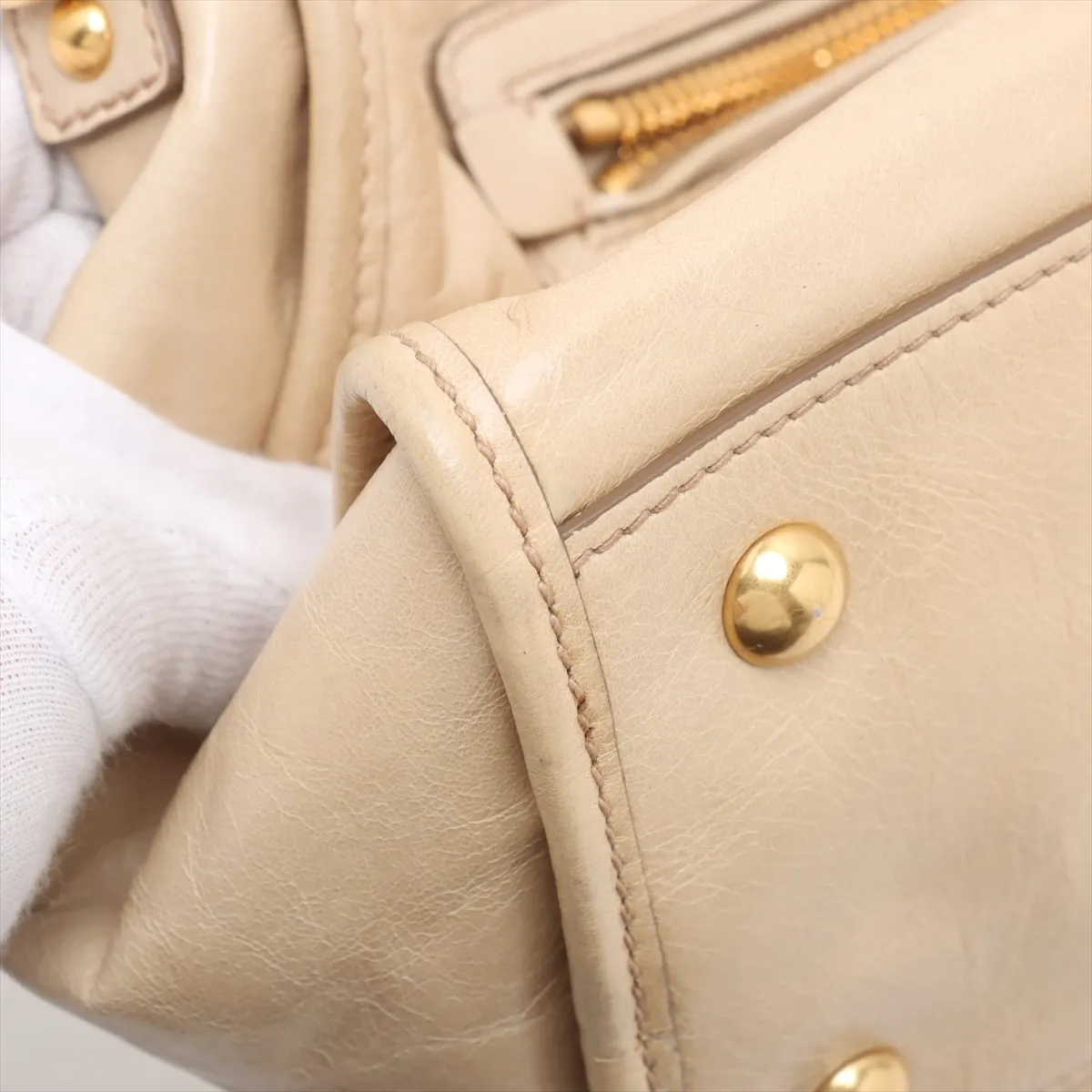 Leather 2WAY Handbag Beige — view 15