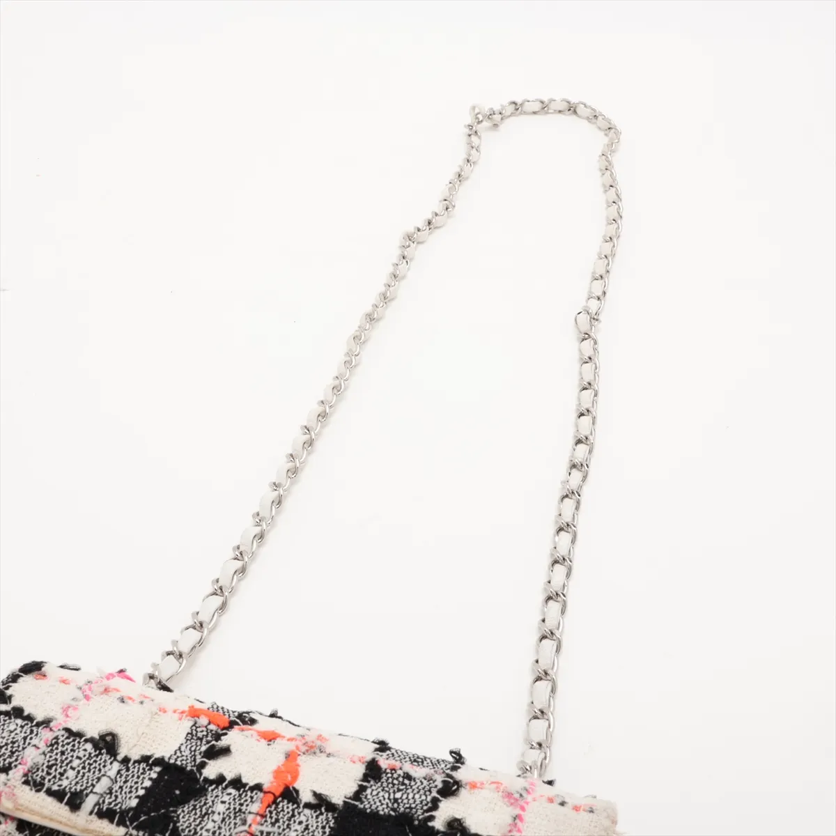 Mini Matelassé 20 Tweed x Leather Single Flap Single Chain Bag, White x Black, Silver Hardware, 29845852, Serial Number 29-series, A69900 — view 5
