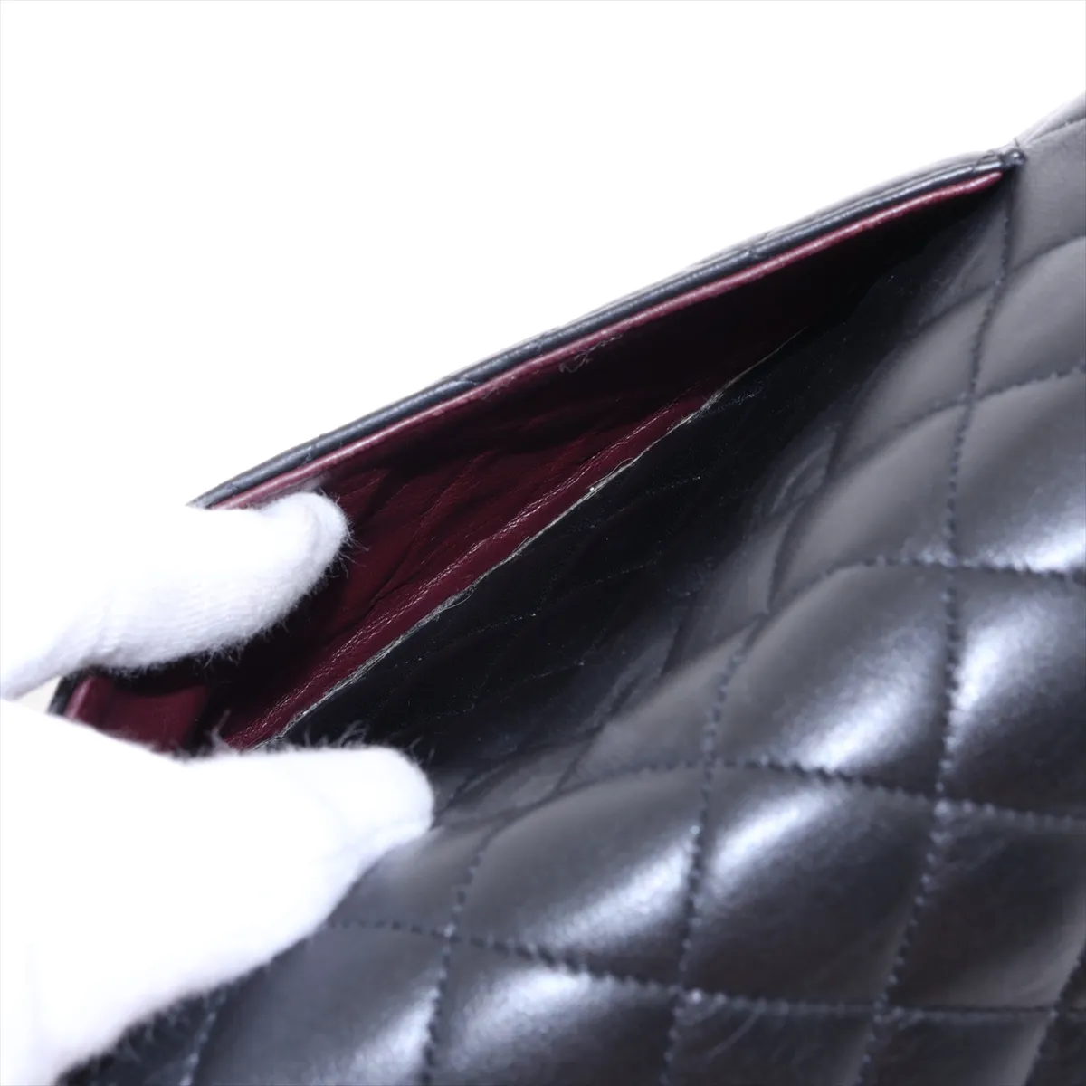 [Individually packaged] Chanel Matelassé 25 Lambskin Double Flap Double Chain Bag, Black with Gold Hardware, 14194133 (Serial Number 14-series), Internal Stitching by an Aftermarket Company, A01112 — view 11