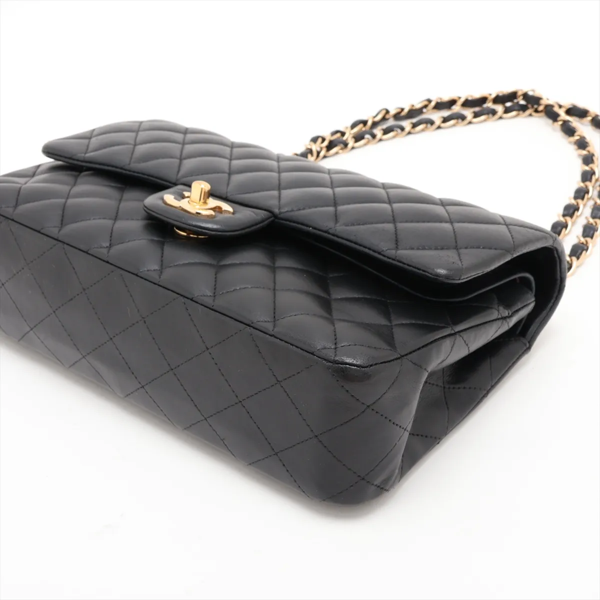 [Individually packaged] Chanel Matelassé 25 Lambskin Double Flap Double Chain Bag, Black with Gold Hardware, 14194133 (Serial Number 14-series), Internal Stitching by an Aftermarket Company, A01112 — view 3