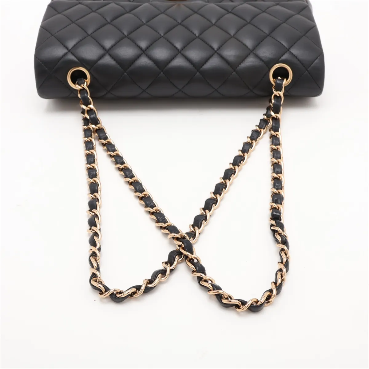 [Individually packaged] Chanel Matelassé 25 Lambskin Double Flap Double Chain Bag, Black with Gold Hardware, 14194133 (Serial Number 14-series), Internal Stitching by an Aftermarket Company, A01112 — view 5
