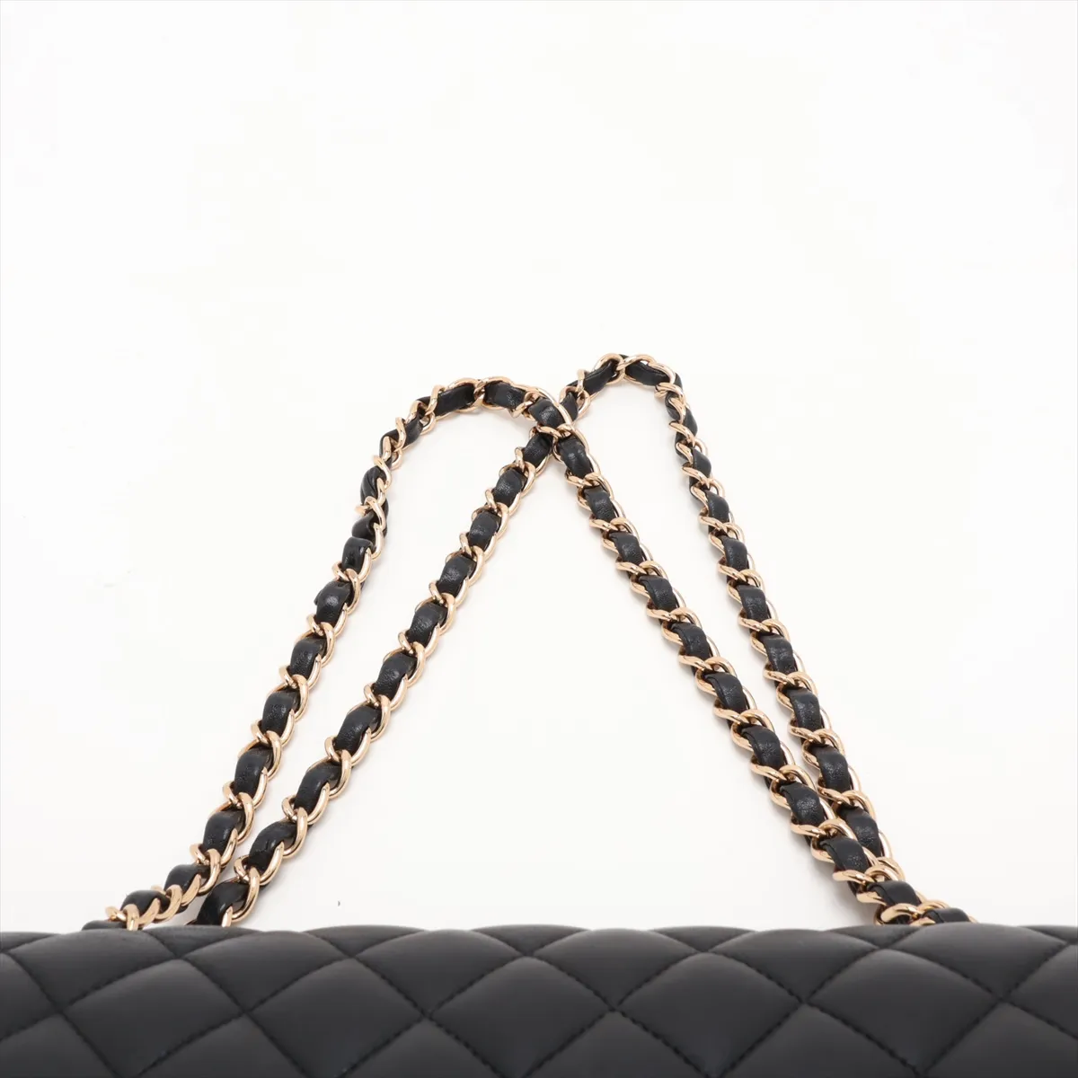 [Individually packaged] Chanel Matelassé 25 Lambskin Double Flap Double Chain Bag, Black with Gold Hardware, 14194133 (Serial Number 14-series), Internal Stitching by an Aftermarket Company, A01112 — view 6