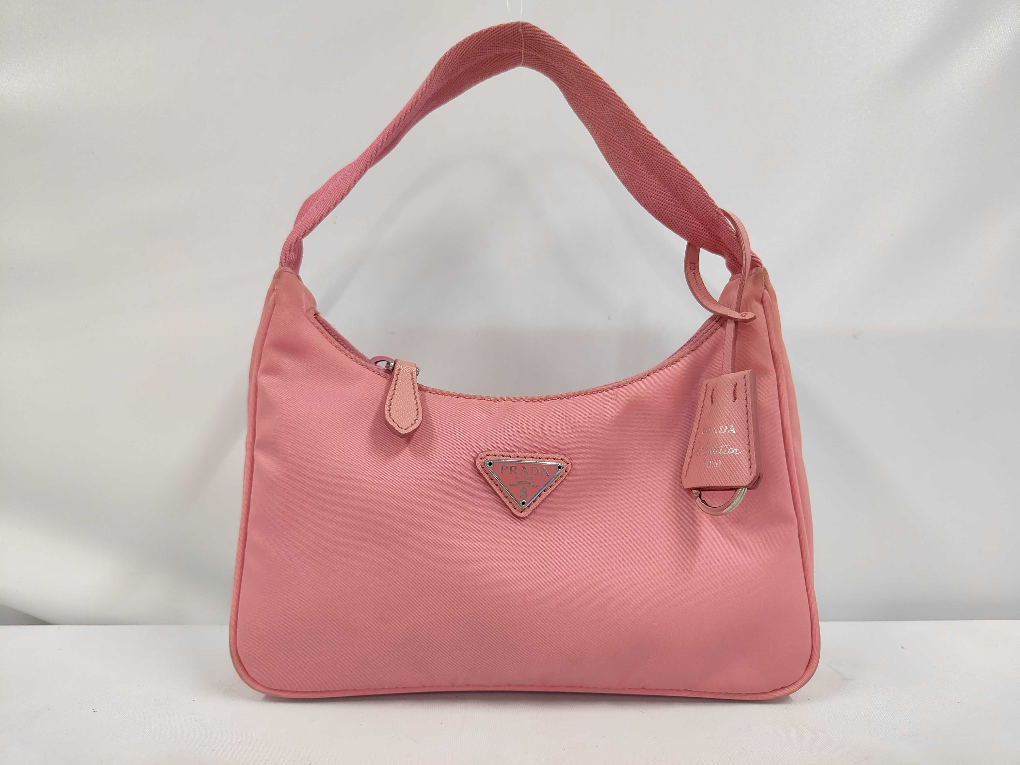 Re-Edition 2000 Nylon Triangle Plate One-Shoulder Bag Pink Handbag