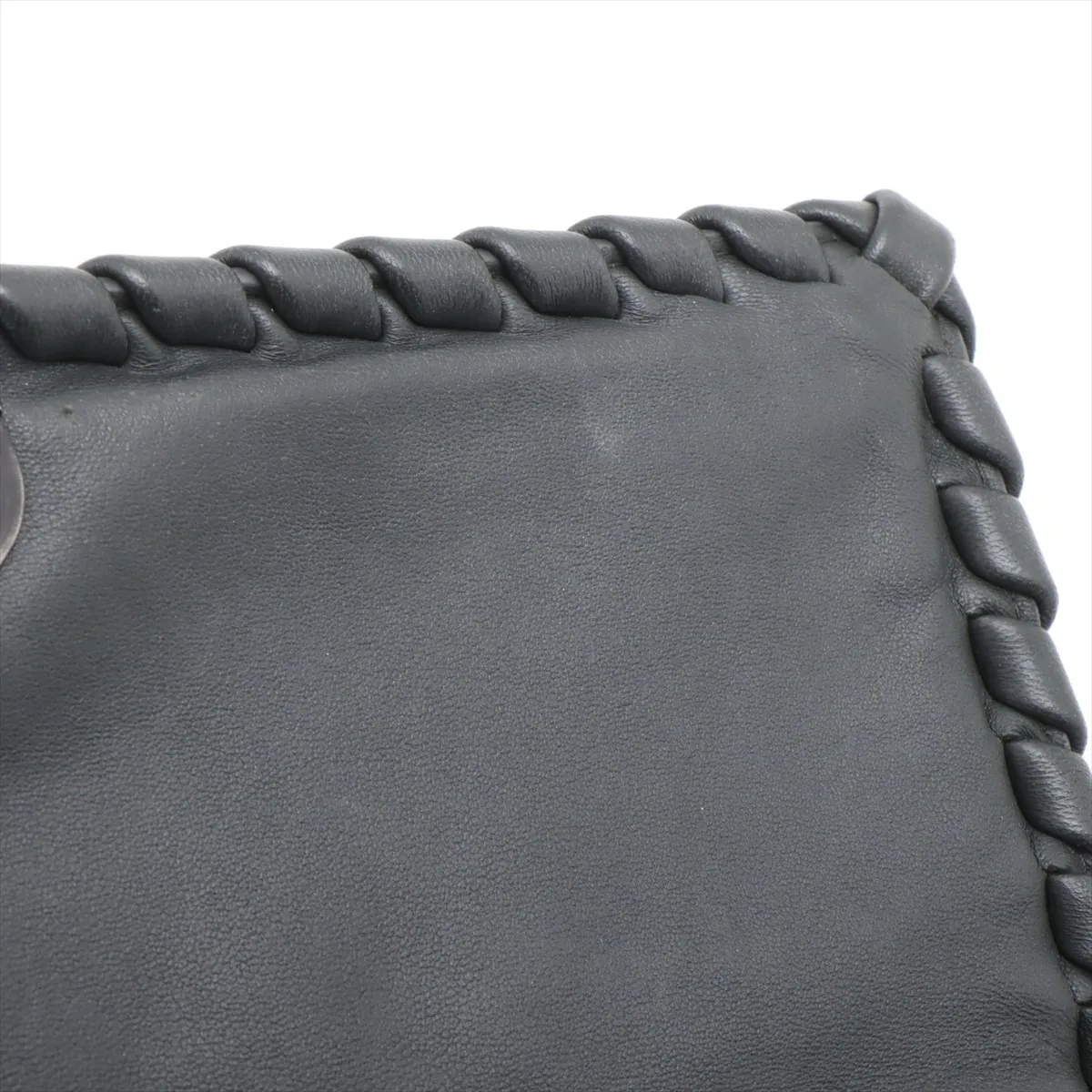 Intrecciato Olympia Leather Chain Shoulder Bag, Gray — view 11