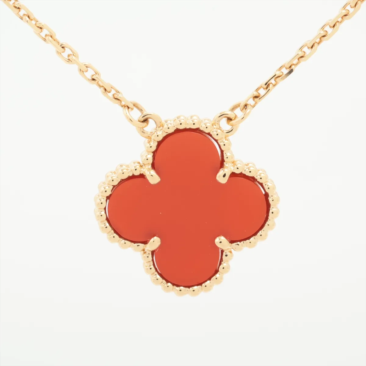 Vintage Alhambra Carnelian Necklace 750 (Yellow Gold) 5.0g JE887008 (Stone has — view 2