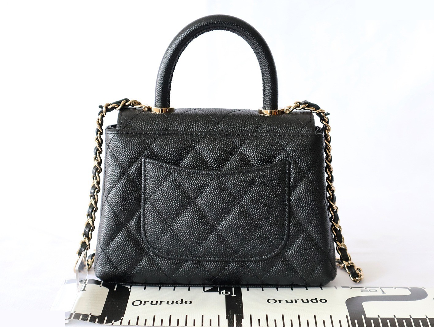 Caviar Skin Coco Handle XXS 2-Way Chain Shoulder Bag, Black — view 2