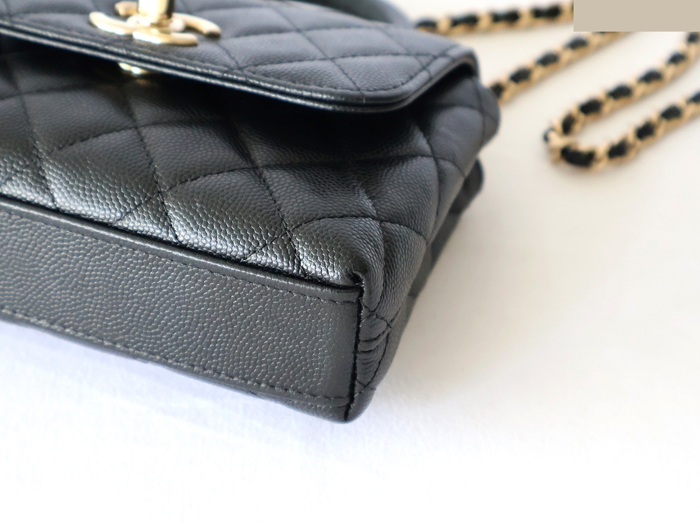Caviar Skin Coco Handle XXS 2-Way Chain Shoulder Bag, Black — view 4