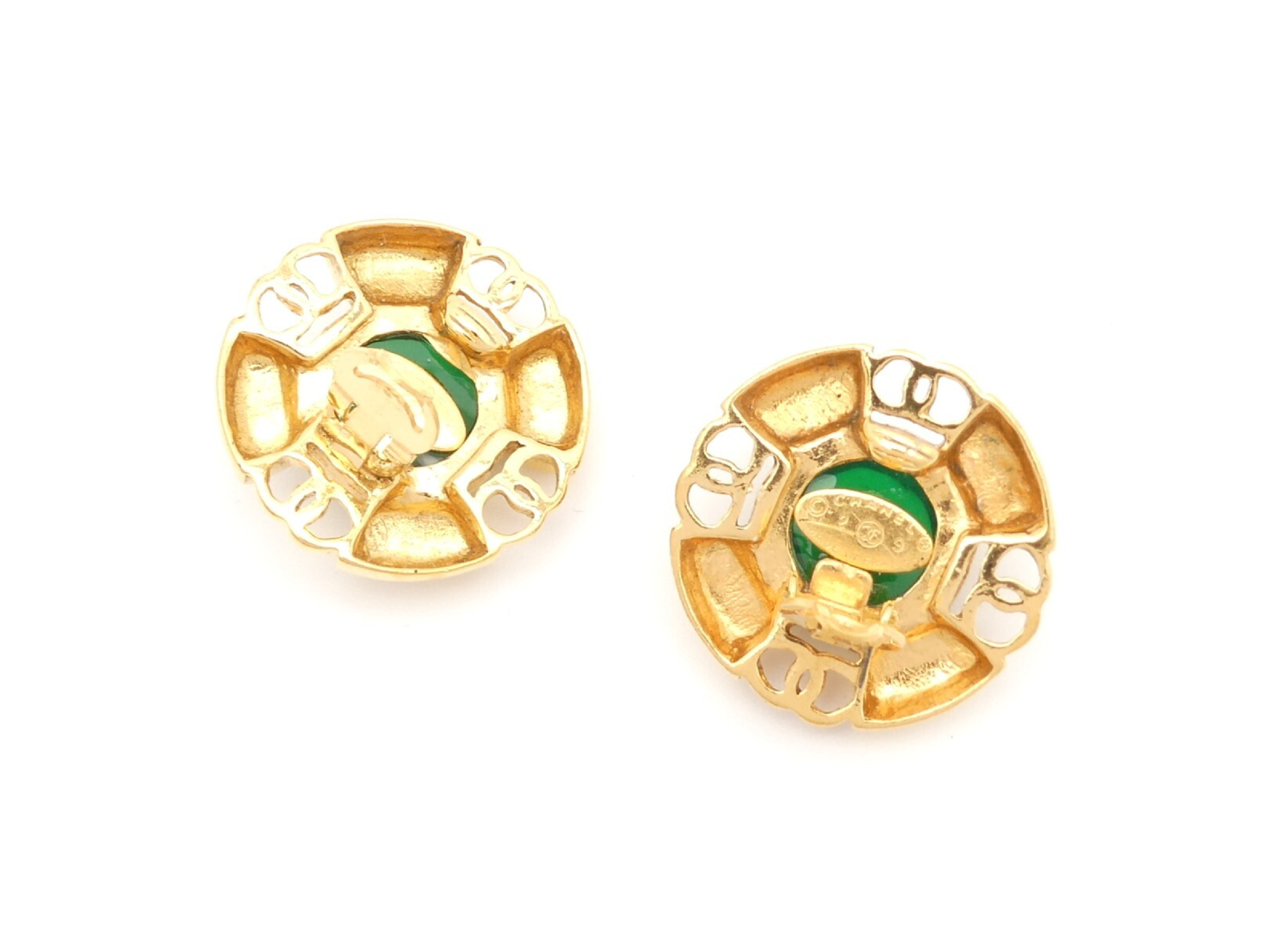 Coco Mark Round Gold Earrings — view 3